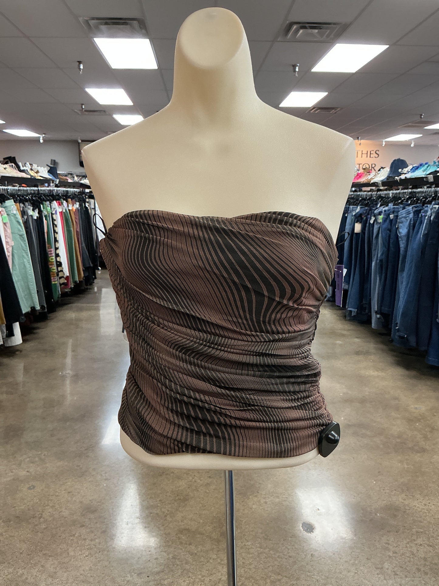 Top Sleeveless By Zara In Black & Brown, Size:Xs