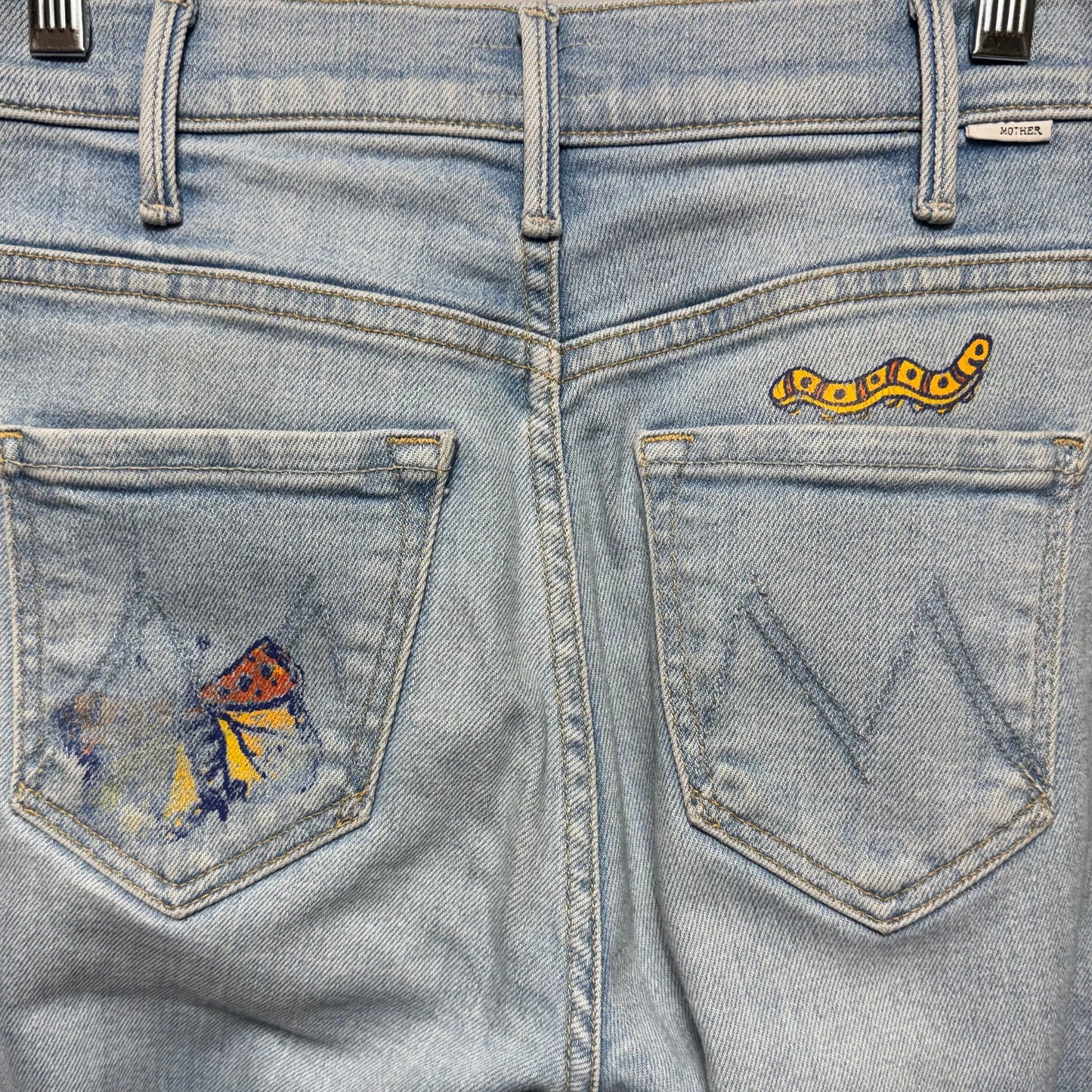 The Hustler Ankle Fray with Butterfly By Mother In Blue Denim, Size: 0/24