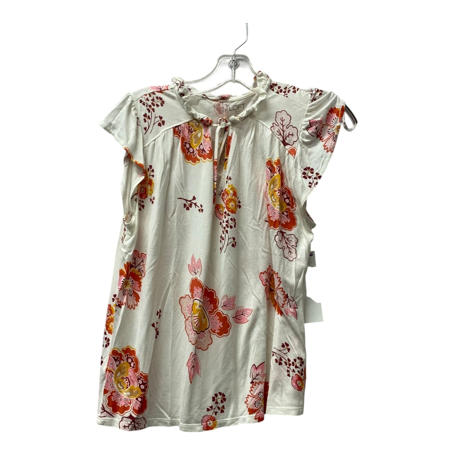 Top Ss By Loft In Cream & Orange, Size:Mp