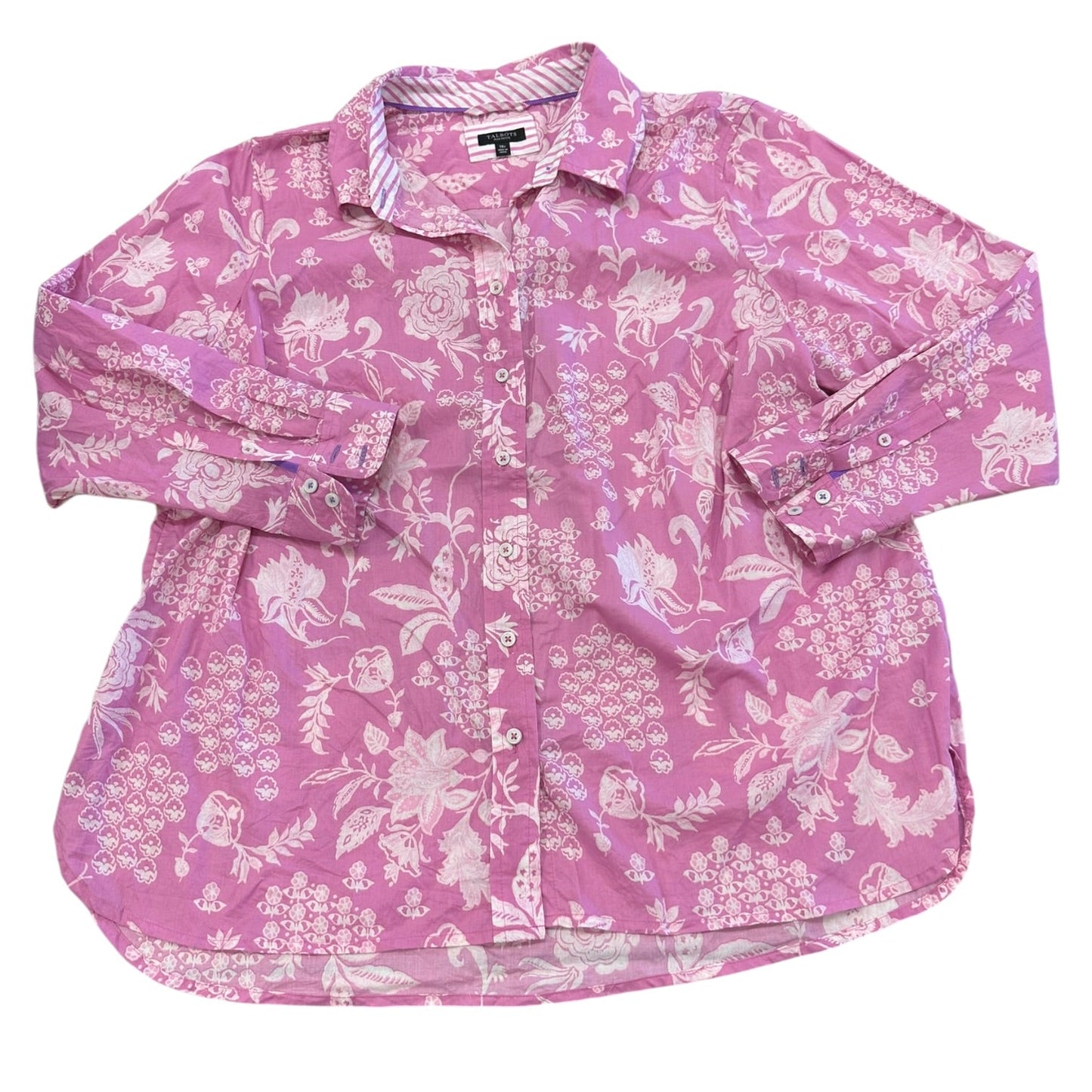 Top Ls By Talbots In Pink & White, Size:1X
