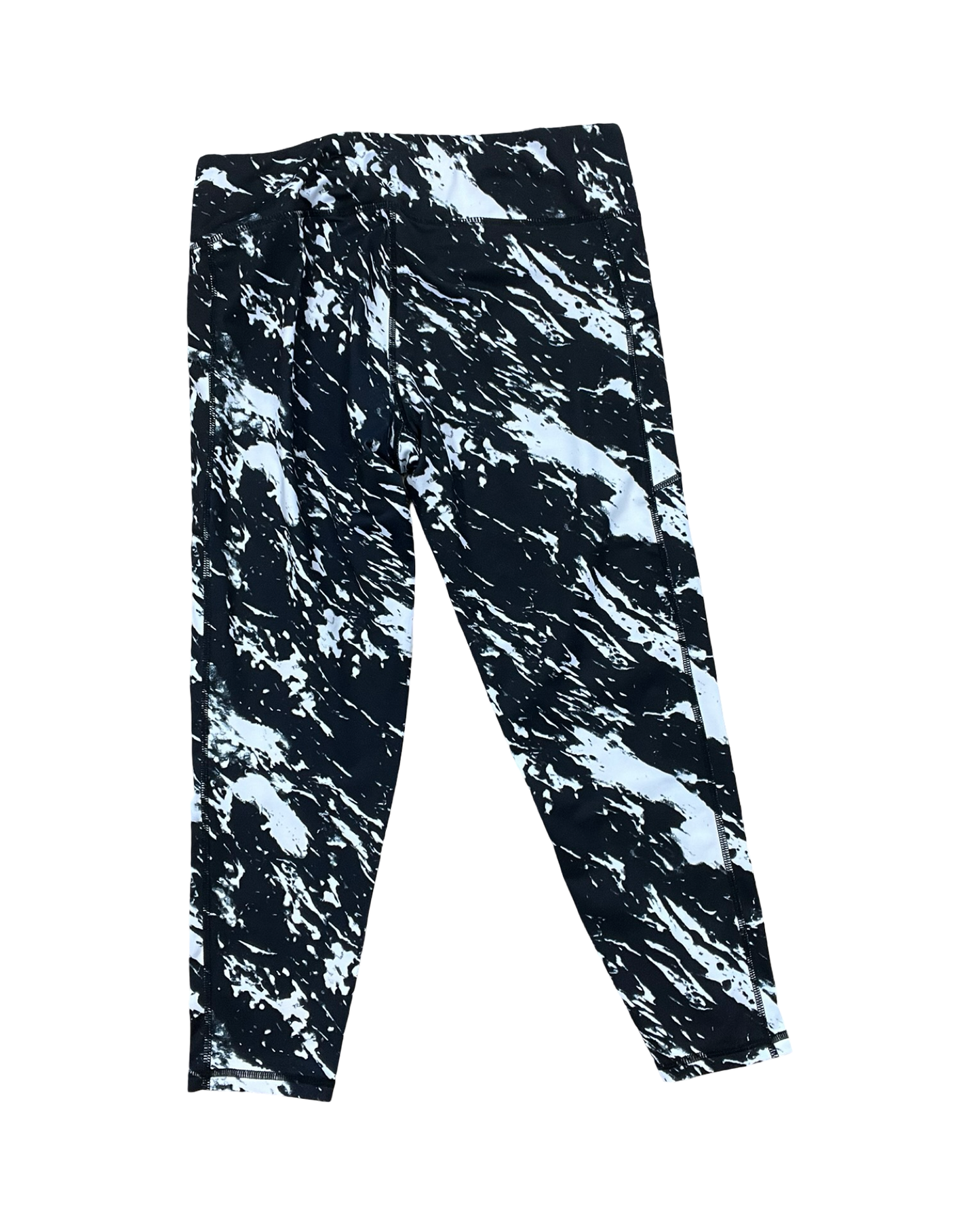 Athletic Leggings Capris By Pro Player In Black & White, Size:L