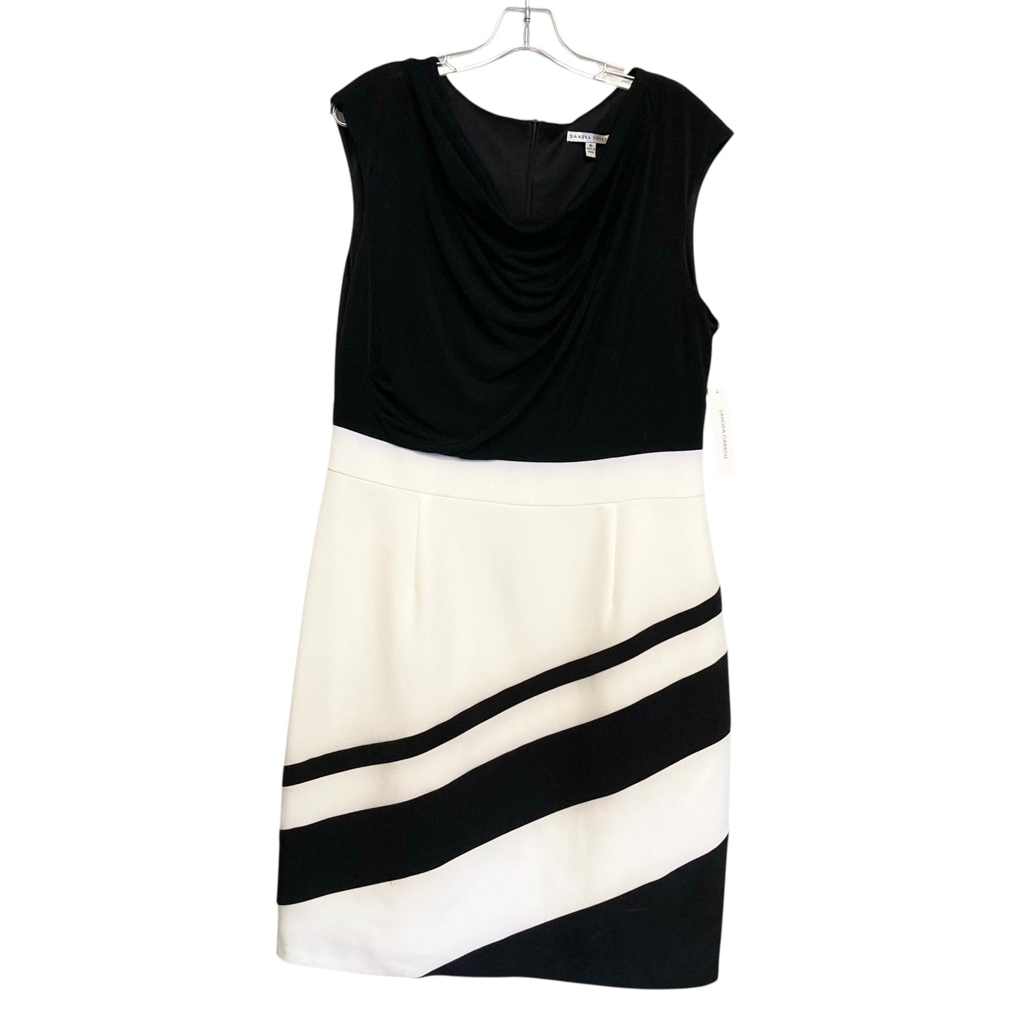 Dress Work By Sandra Darren In Black & White, Size:Xl