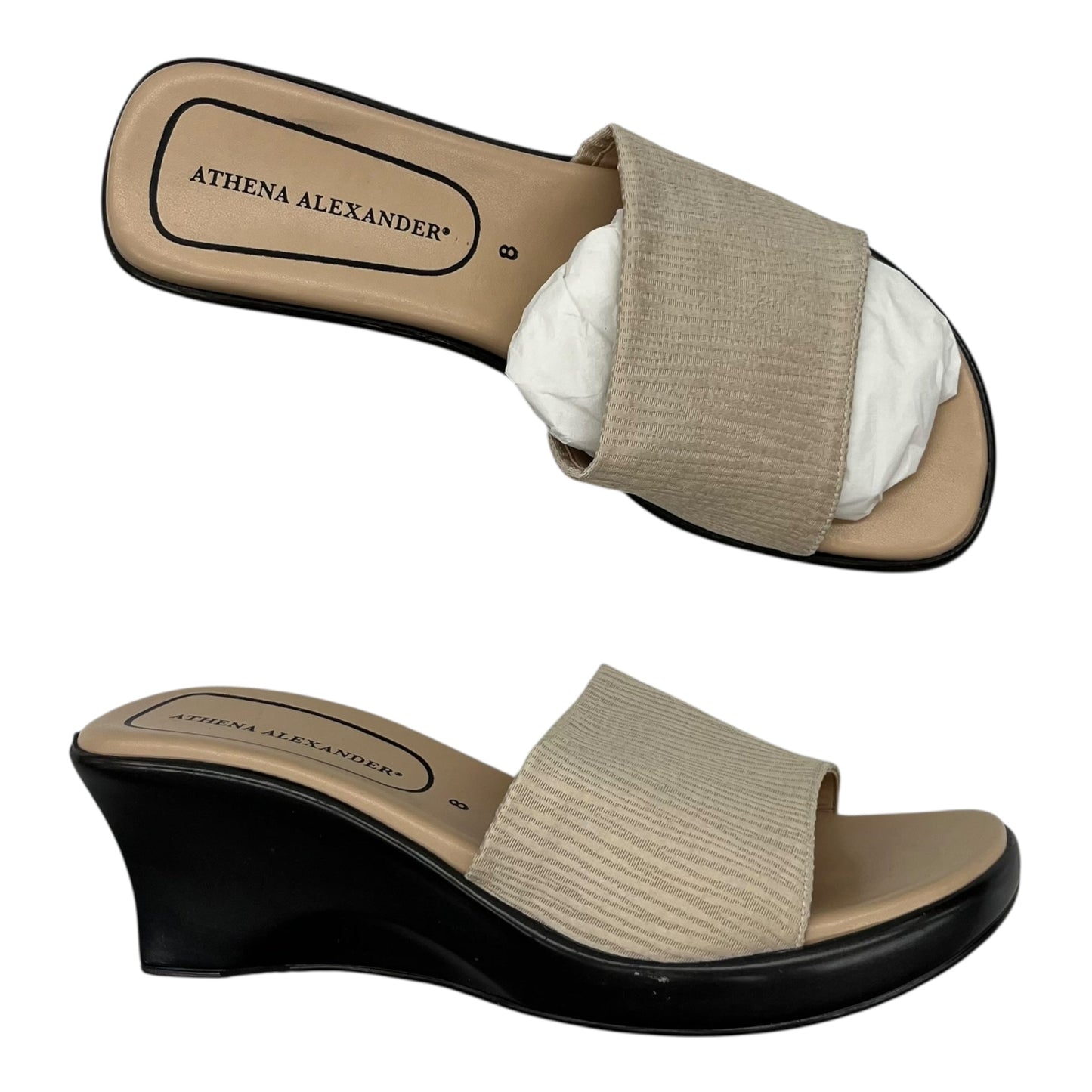 Sandals Heels Block By Clothes Mentor In Cream, Size:8