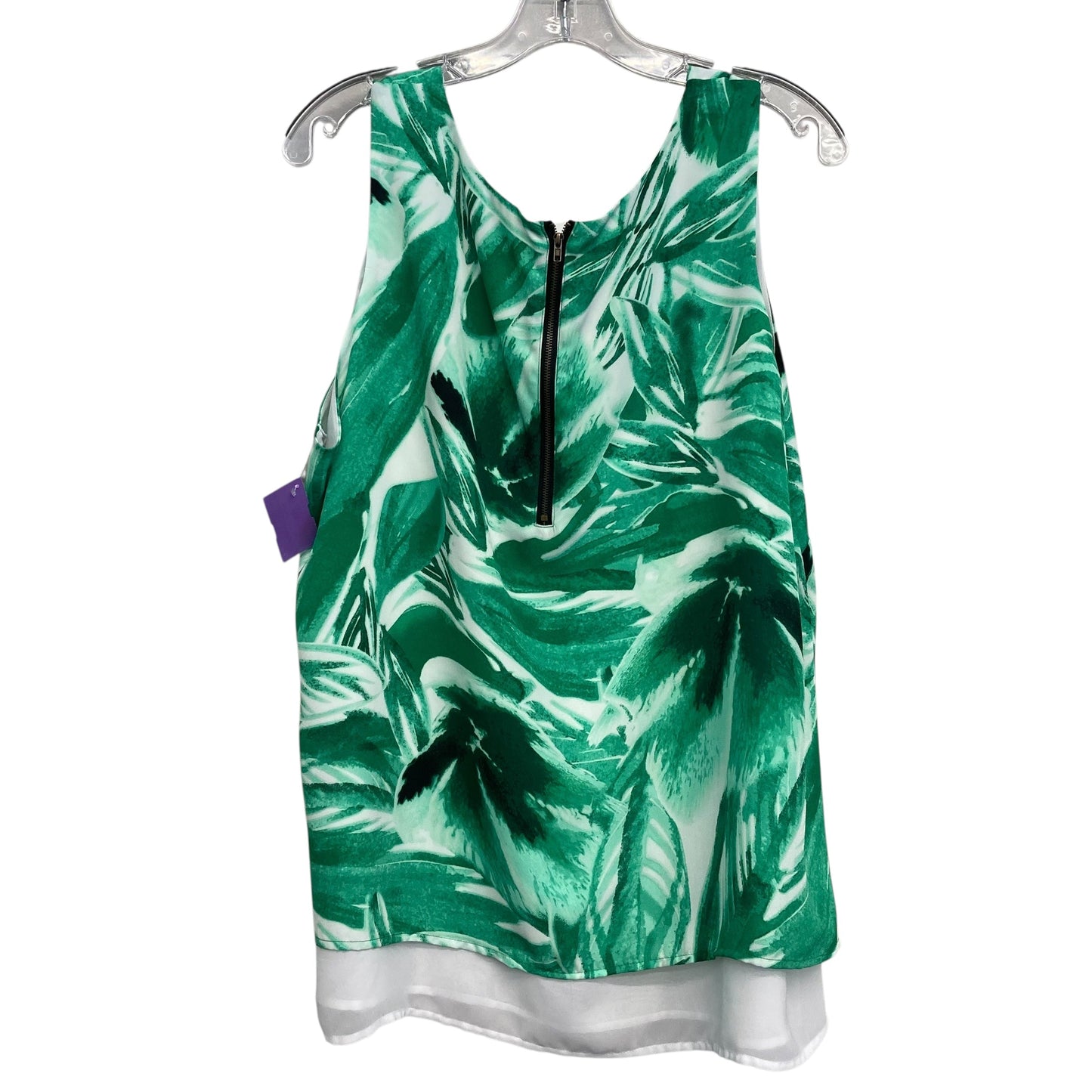 Top Sleeveless By Zac And Rachel In Green & White, Size:2X