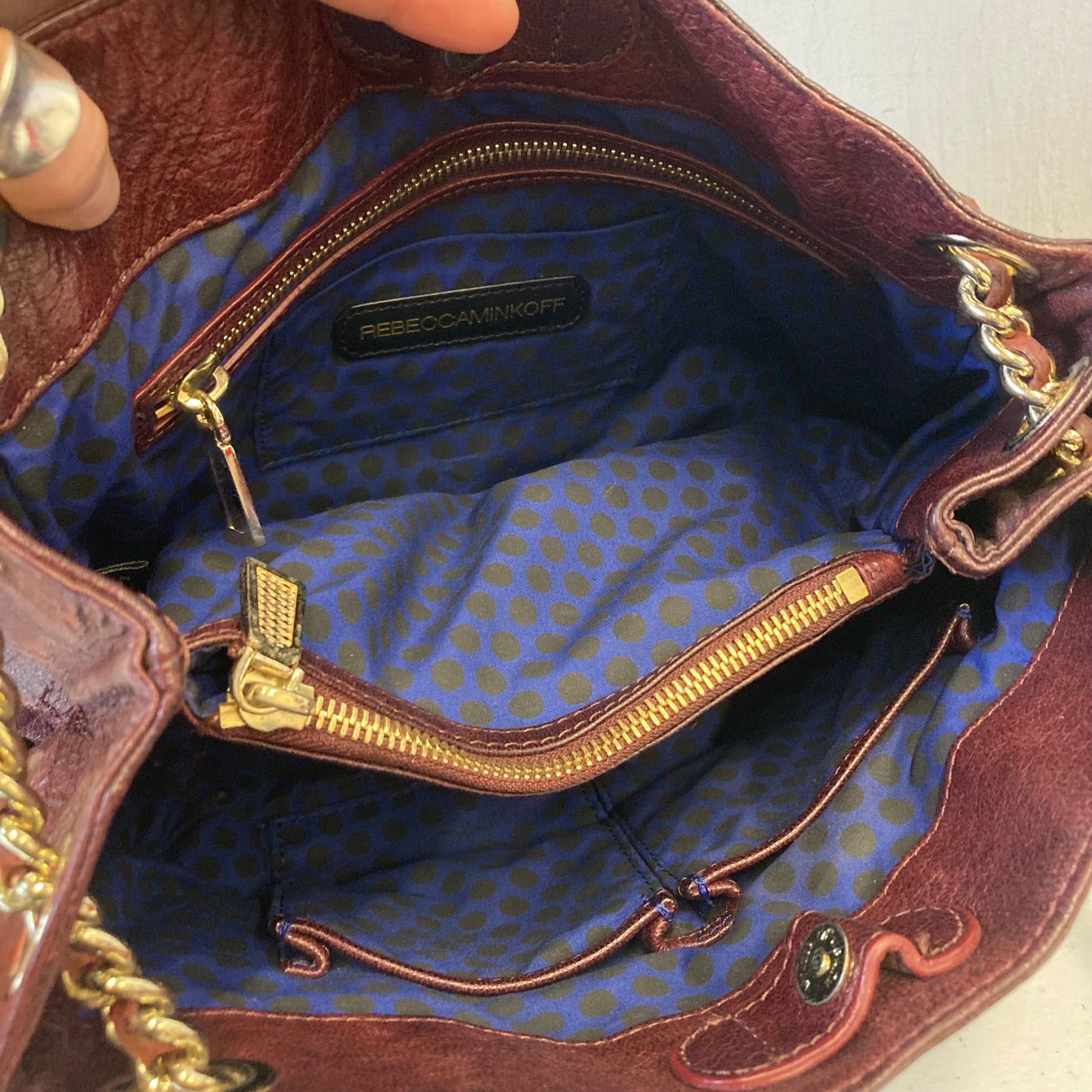 Handbag Designer By Rebecca Minkoff In Maroon, Size:Medium