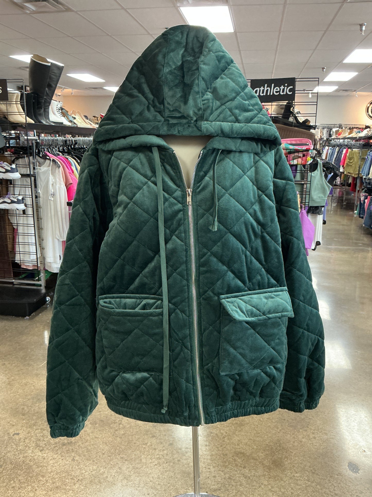 Jacket Puffer & Quilted By Bibi In Green, Size:Xl