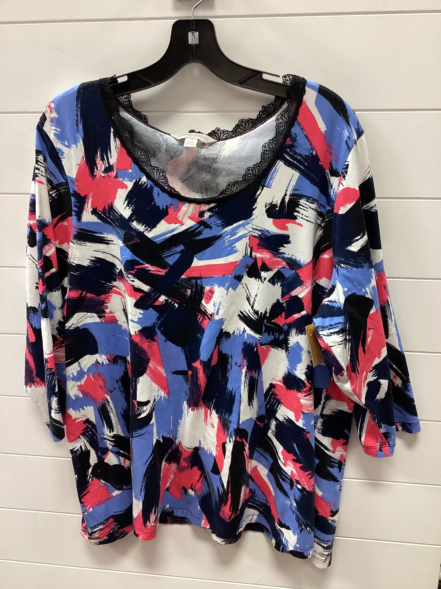 Top 3/4 Sleeve By Laura Ashley In Multi, Size:2X