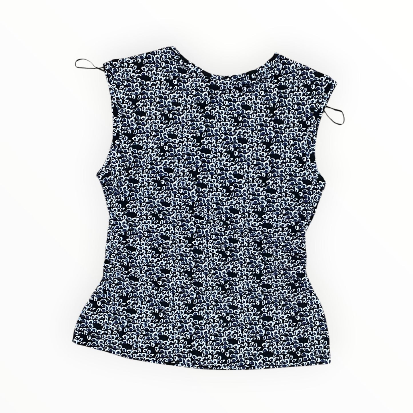 Top Sleeveless By Tahari In Blue & White, Size:L