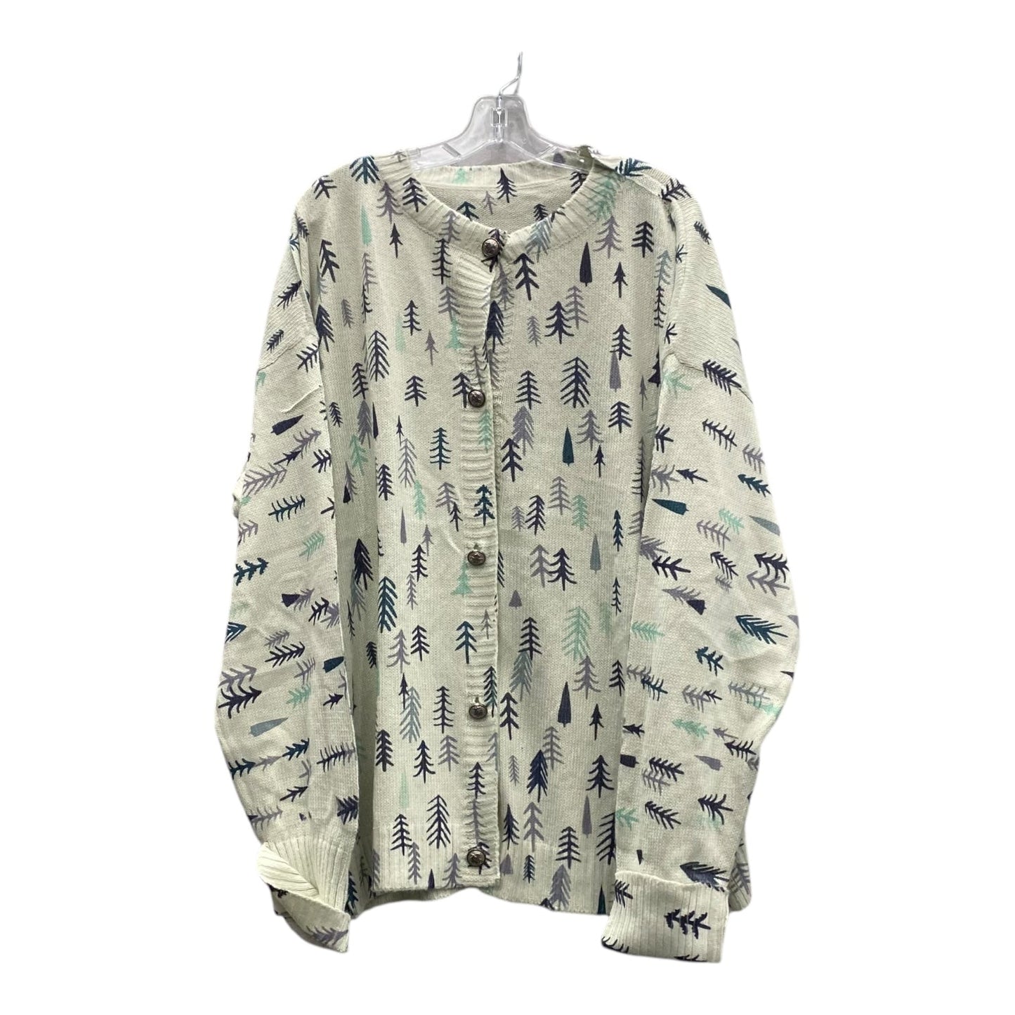 Sweater Cardigan In Green, Size:4X