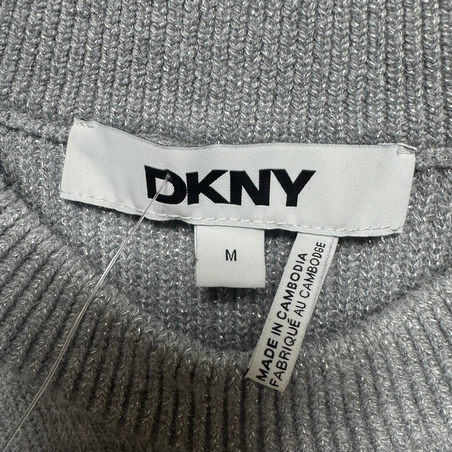 Cold Shoulder Sweater By Dkny In Grey & Silver, Size: M