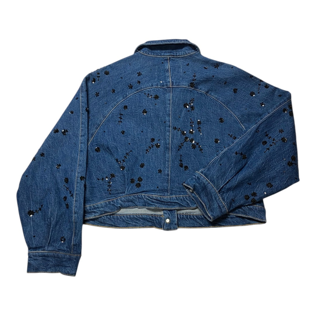 Jacket Denim By Pilcro In Black & Blue, Size:S