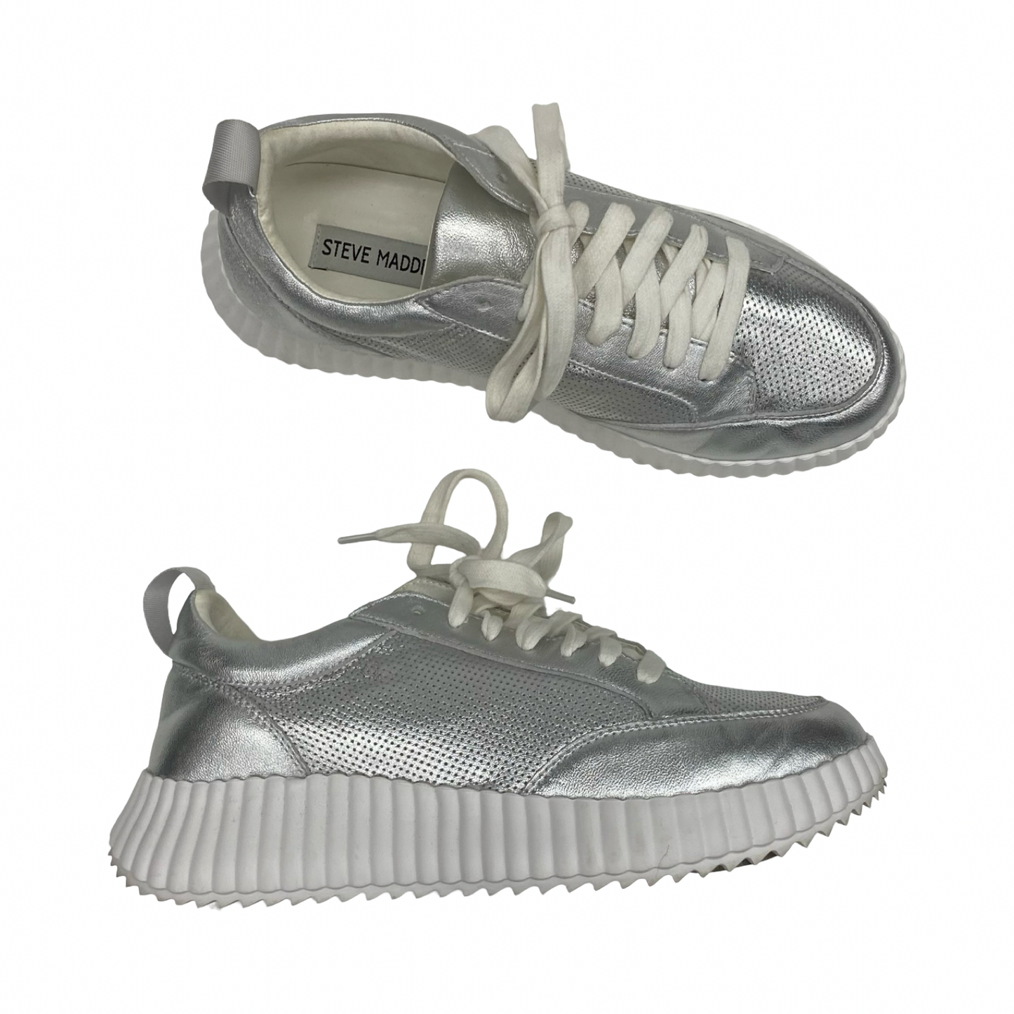 Shoes Sneakers By Steve Madden In Silver, Size:8.5