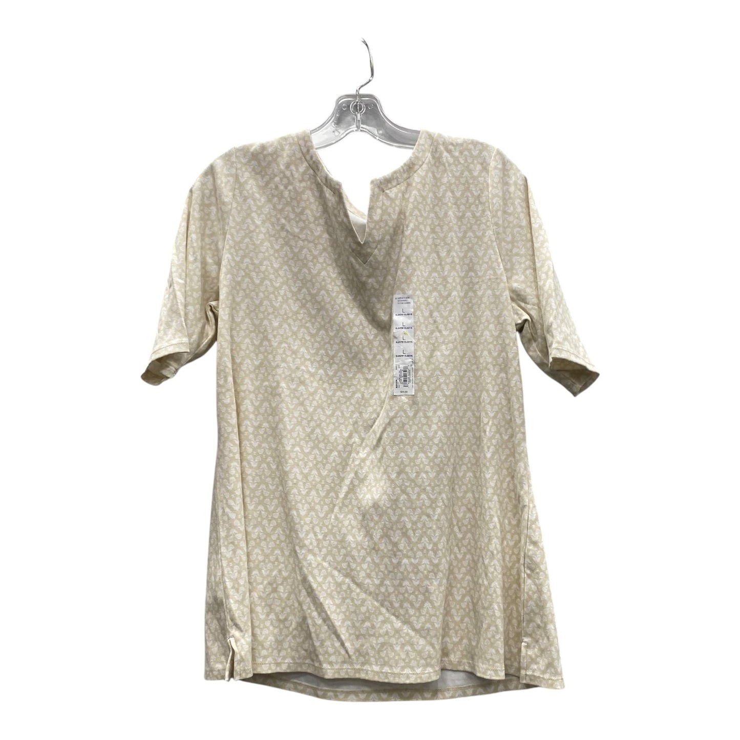 Top Ss Basic By Croft And Barrow In Tan, Size:L