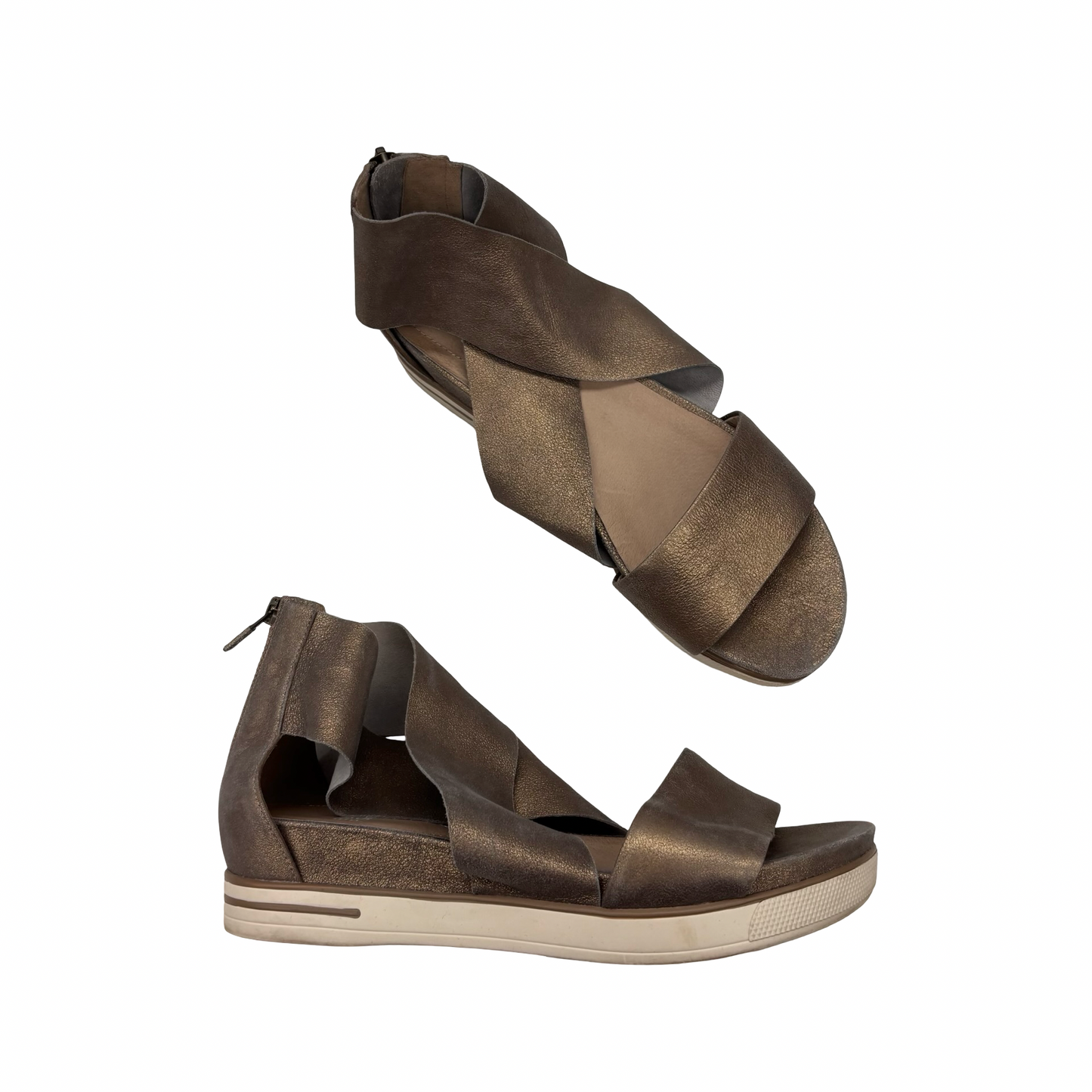 Sandals Flats By Eileen Fisher In Bronze, Size:9.5