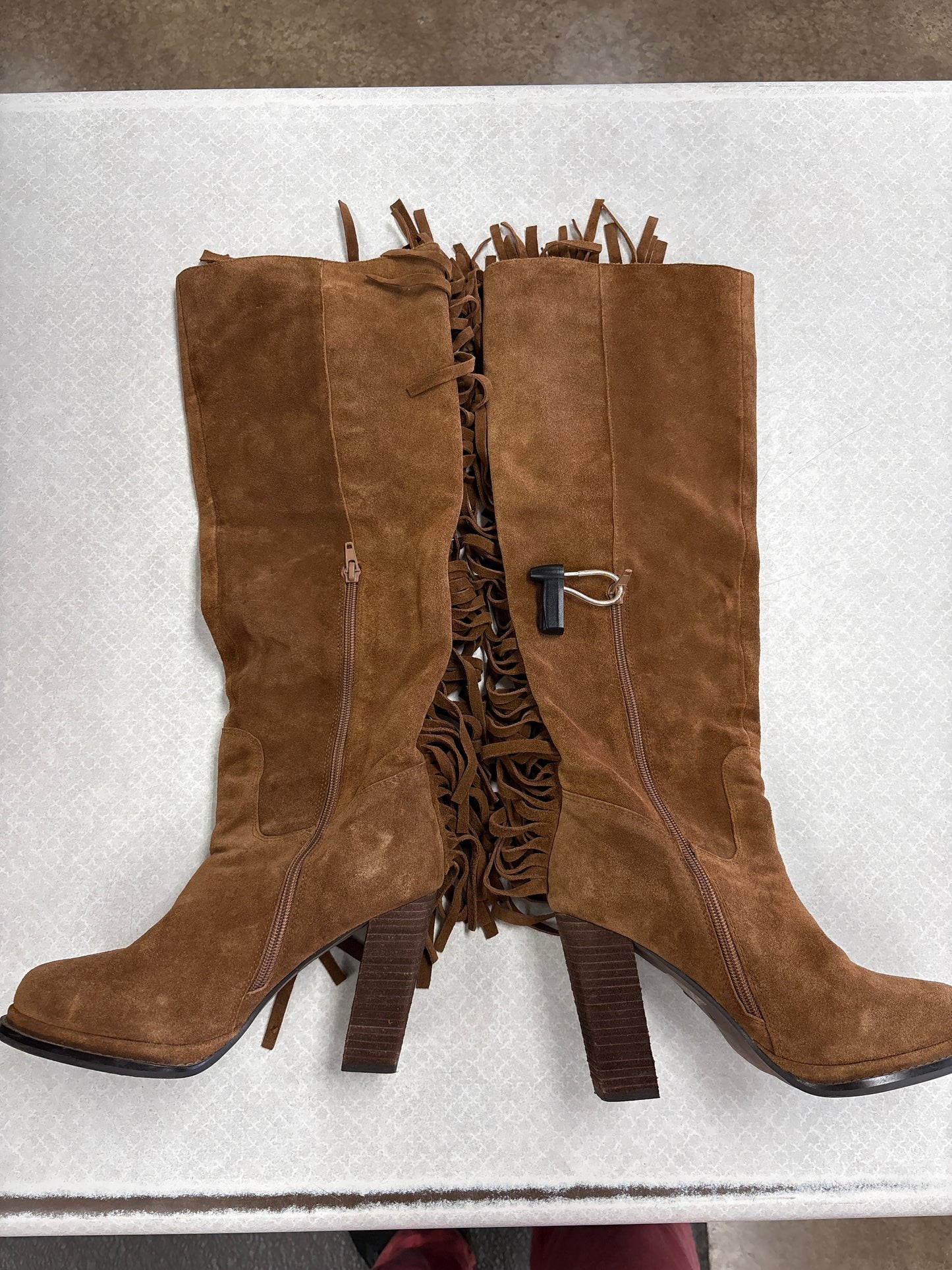 Boots Knee Heels By Jeffrey Campbell In Brown, Size:7