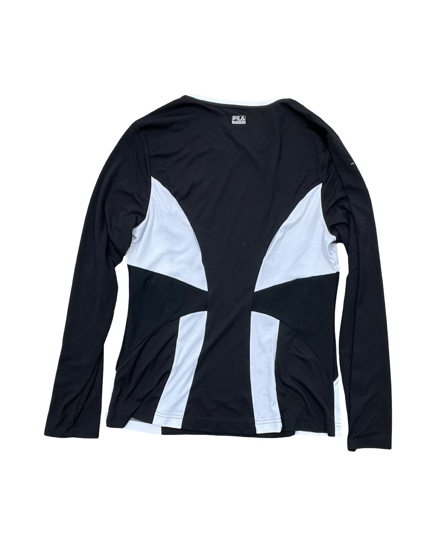 Athletic Top Ls Collar By Fila In Black & White, Size:L