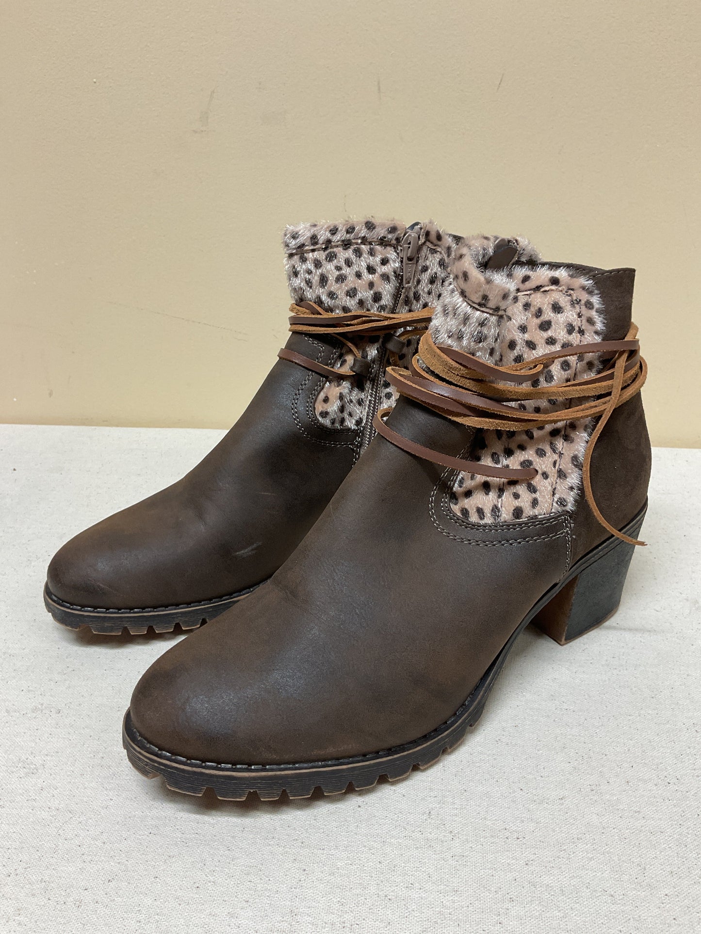 Boots Ankle Heels By Cato In Brown, Size:11