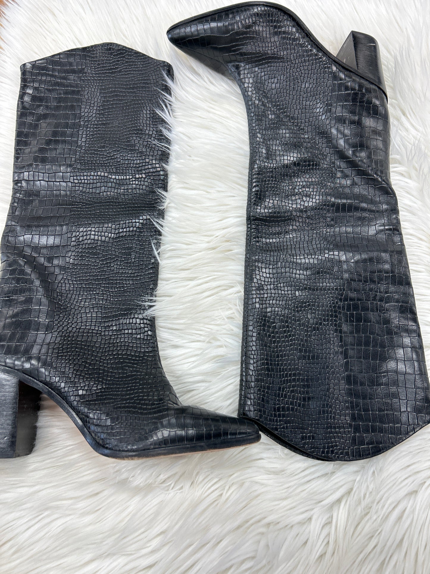 Boots Mid-Calf Heels By Schutz In Black, Size:9.5