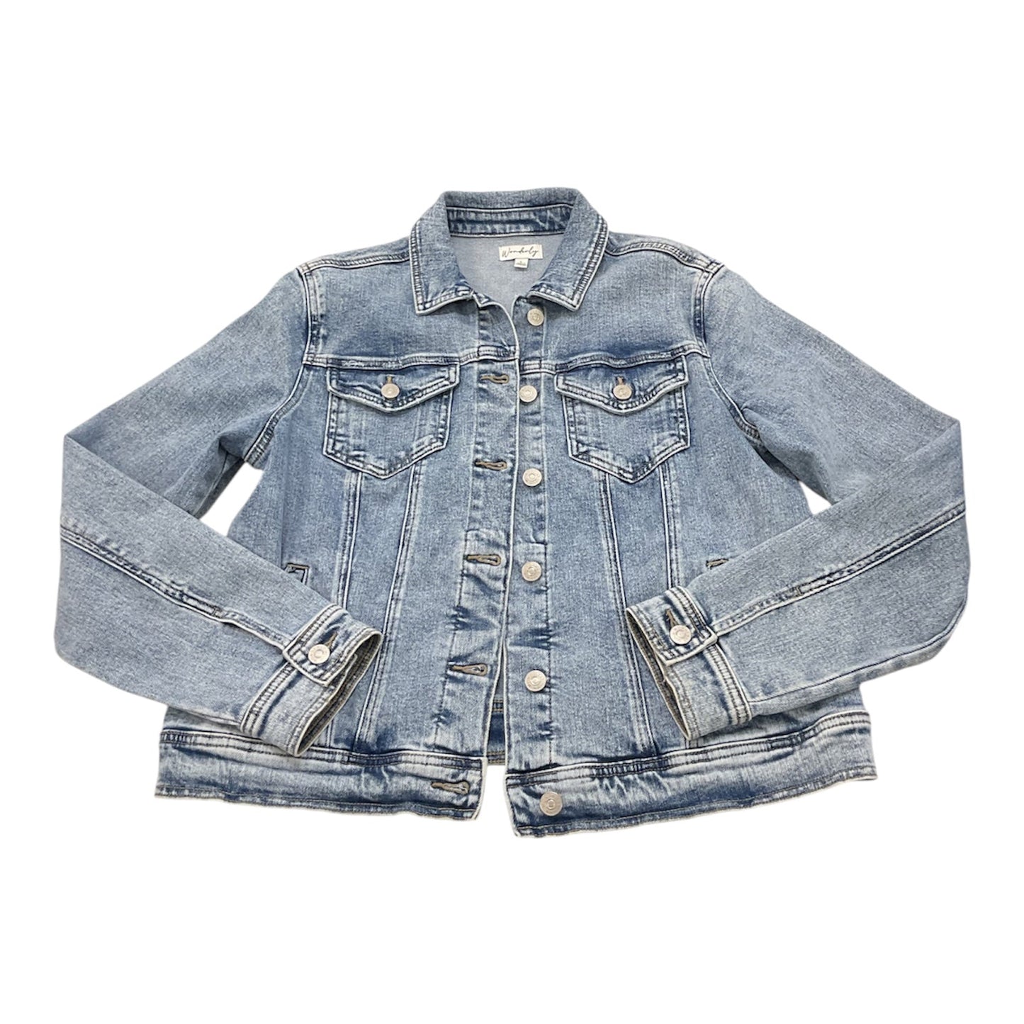 Jacket Denim By Wonderly In Blue Denim, Size:L