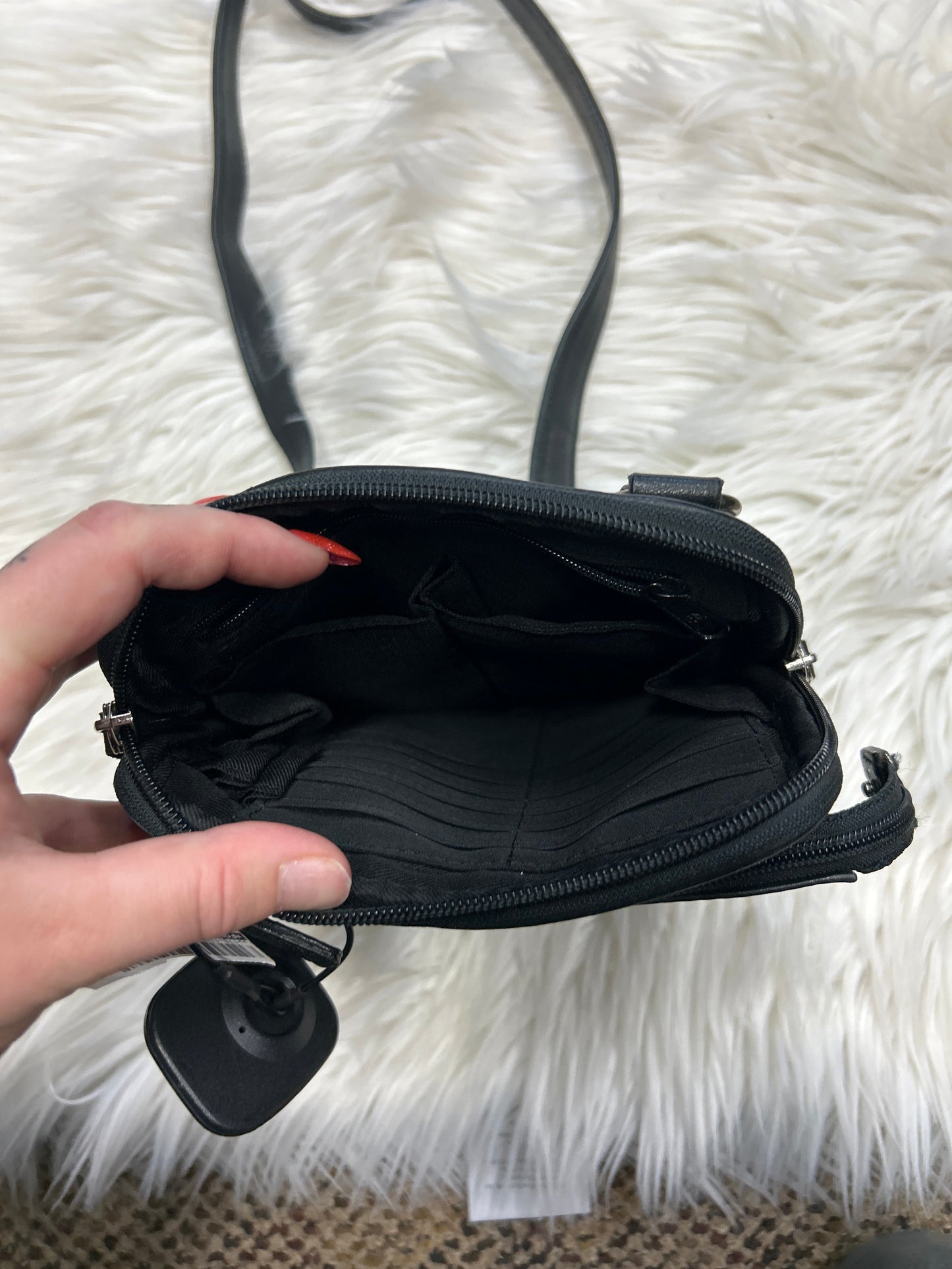 Handbag Leather By Fossil In Black, Size:Medium