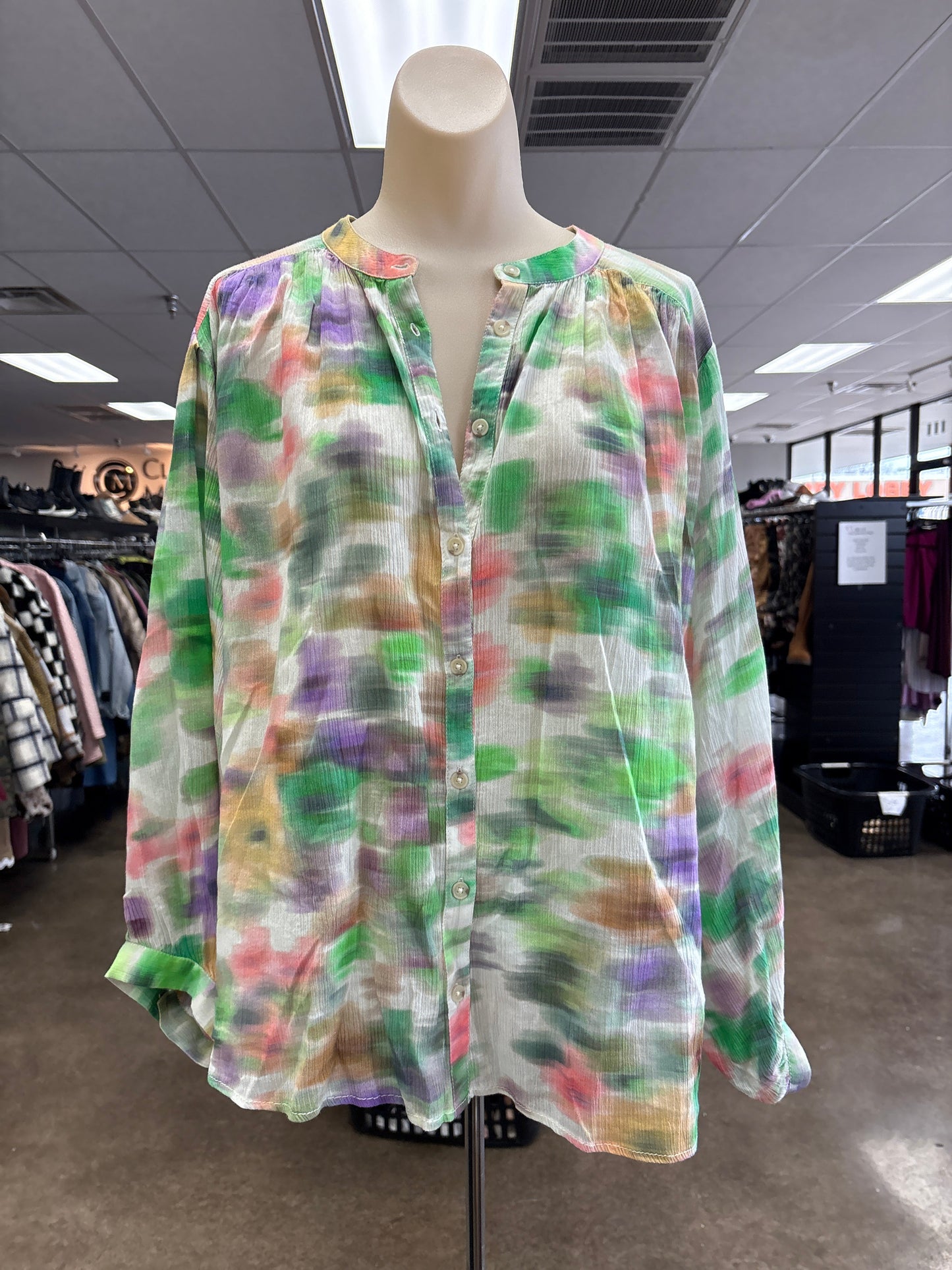 Top Ls By Pilcro In Green & Purple, Size:L