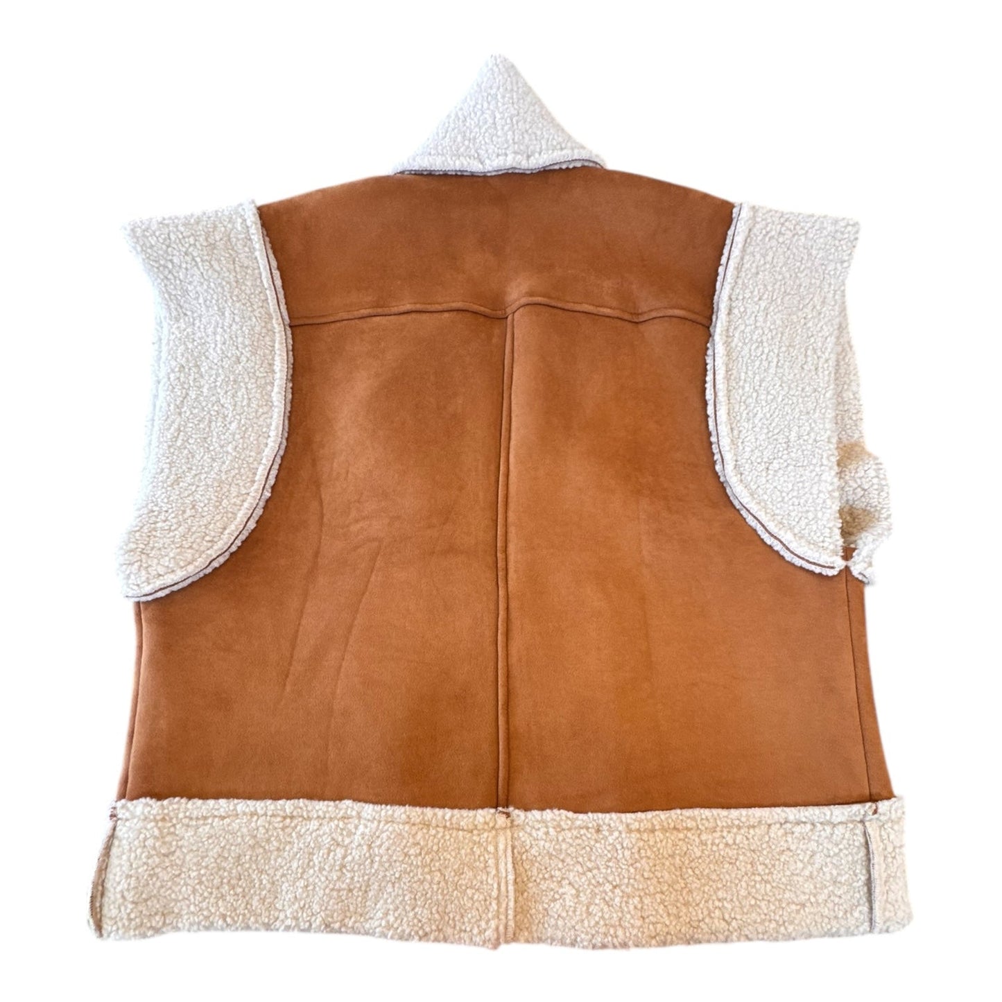Vest Faux Fur & Sherpa By Entro In Brown & Cream, Size:M