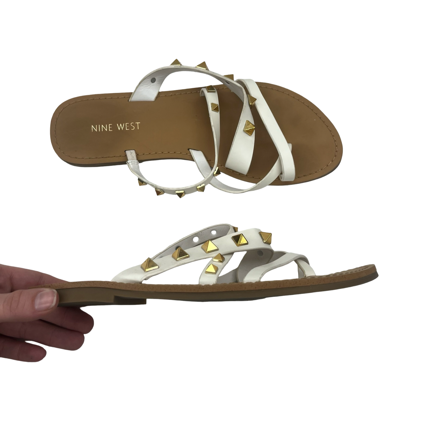 Sandals Flats By Nine West In White, Size:7.5