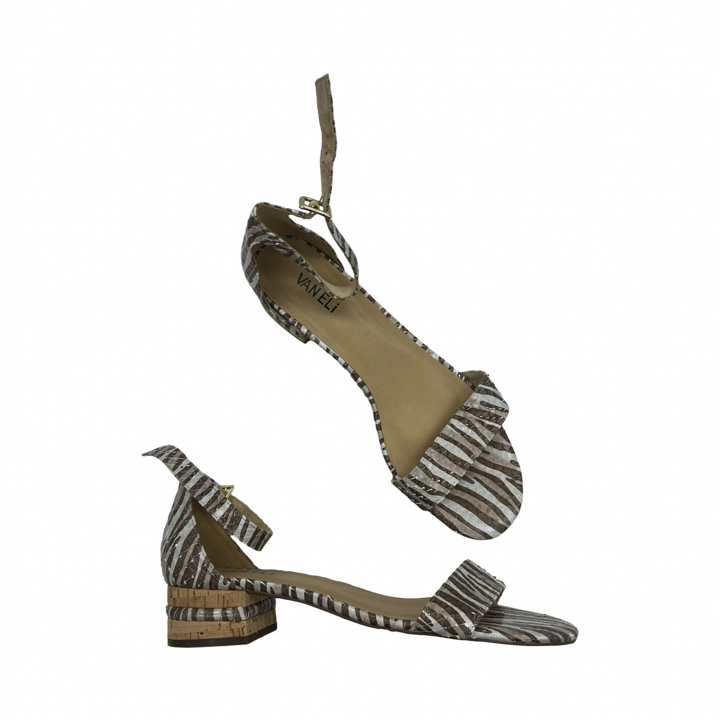 Sandals Heels Block By Vaneli In Snakeskin Print, Size:11