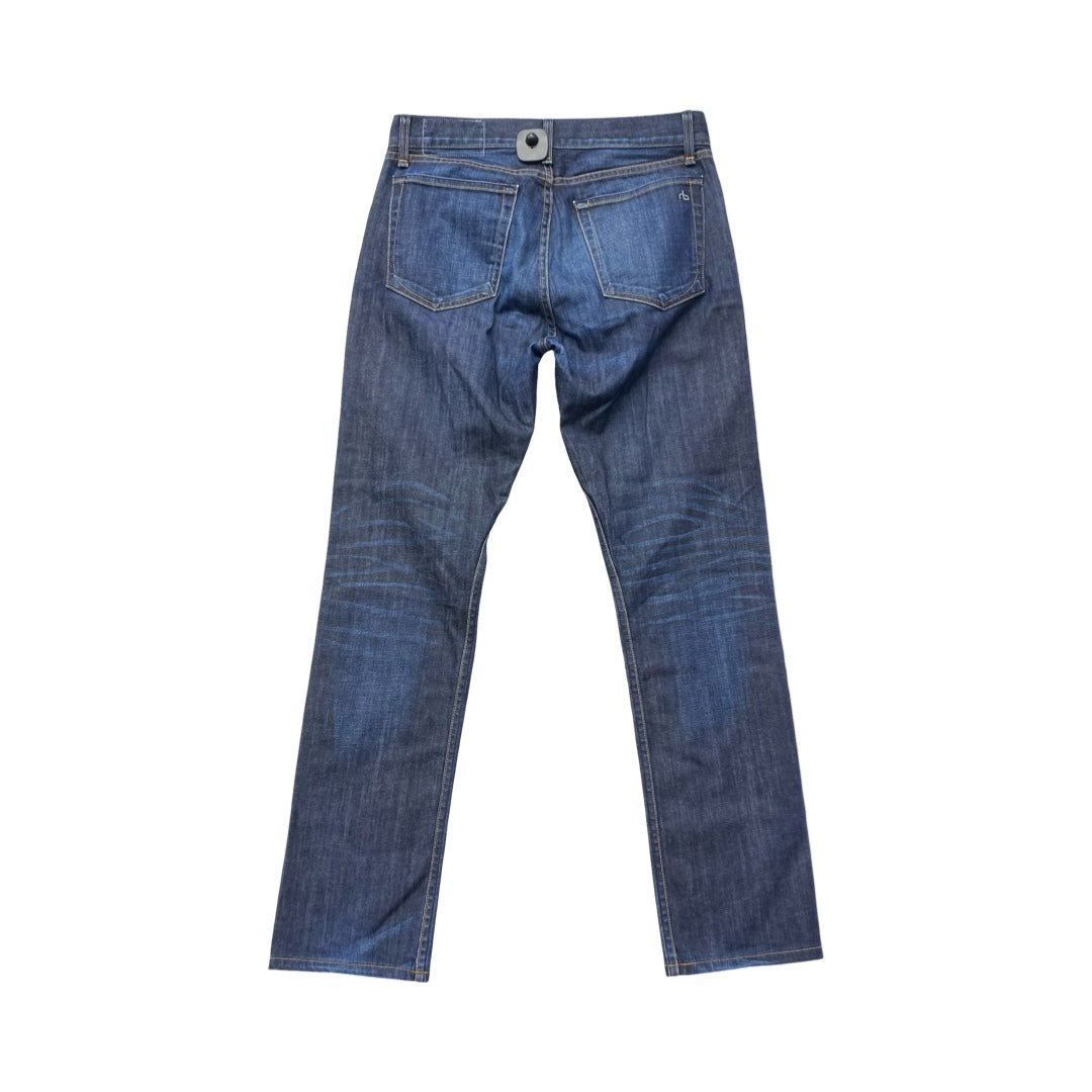Jeans Straight By Rag And Bone In Blue Denim, Size:12