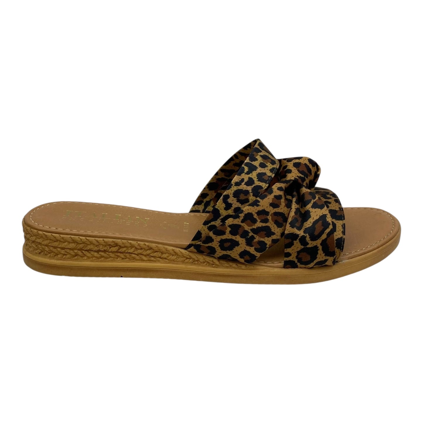 Sandals Flats By Italian Shoemakers In Animal Print, Size:9