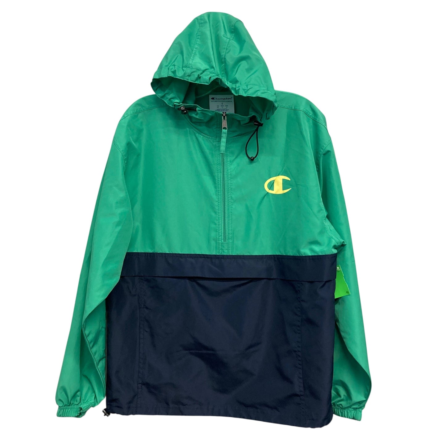 Jacket Windbreaker By Champion In Blue & Green, Size:S