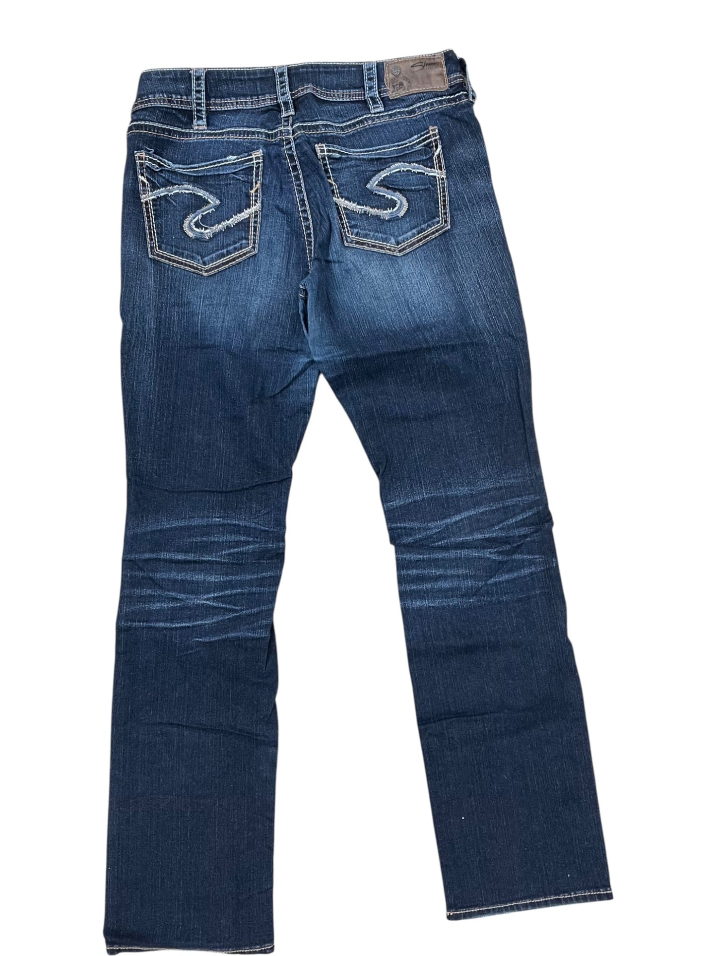 Jeans Straight By Silver In Blue Denim, Size:10