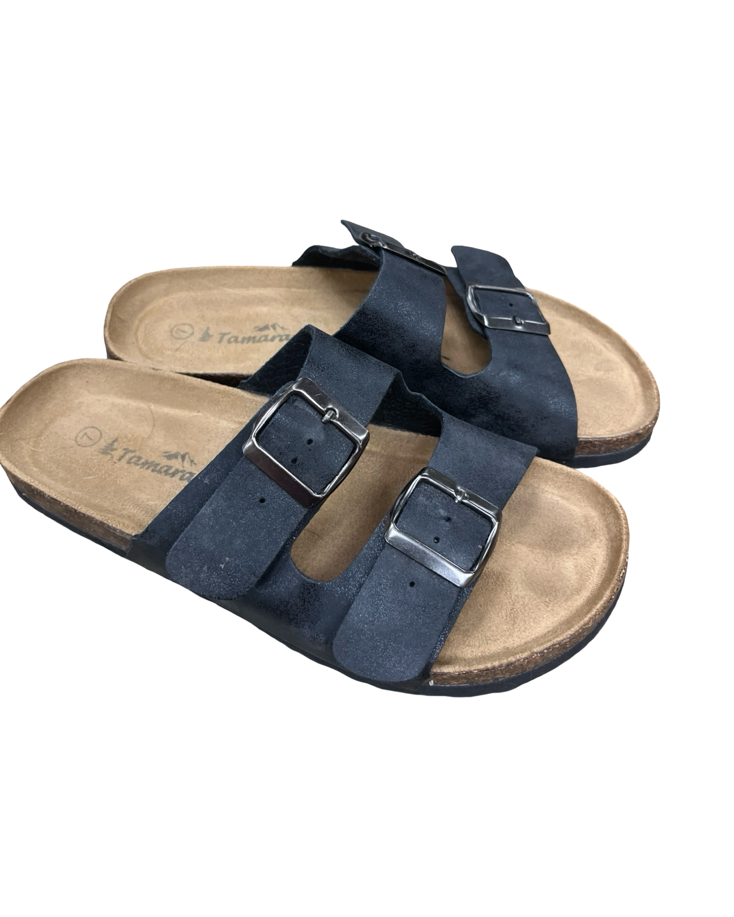 Sandals Flats By Clothes Mentor In Black, Size:7
