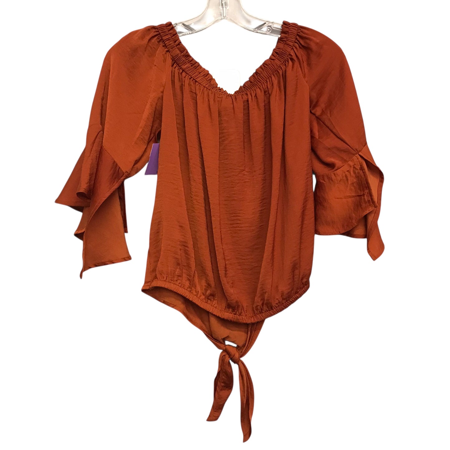 Top 3/4 Sleeve By Express In Orange, Size:S