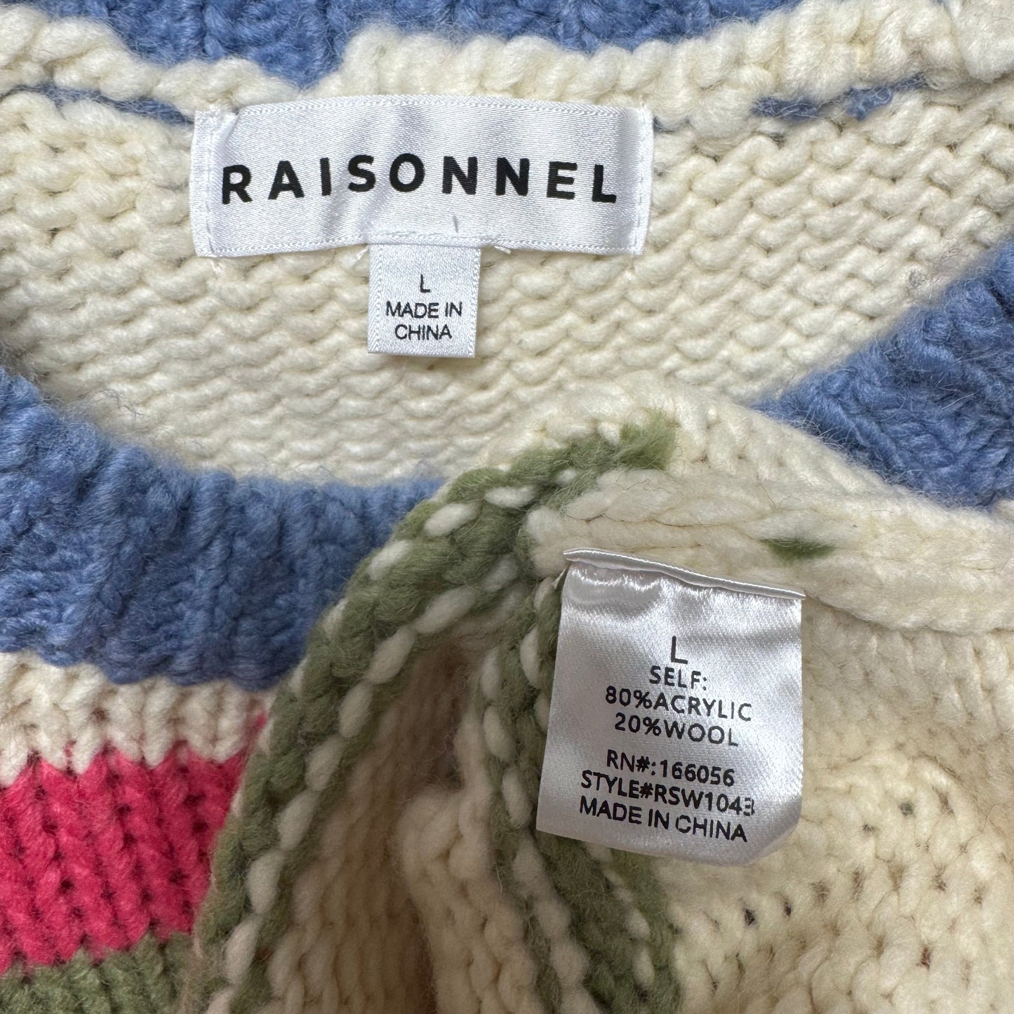 Wool Blend Short-Sleeve Sweater By Raisonnel In Striped Pattern, Size: L