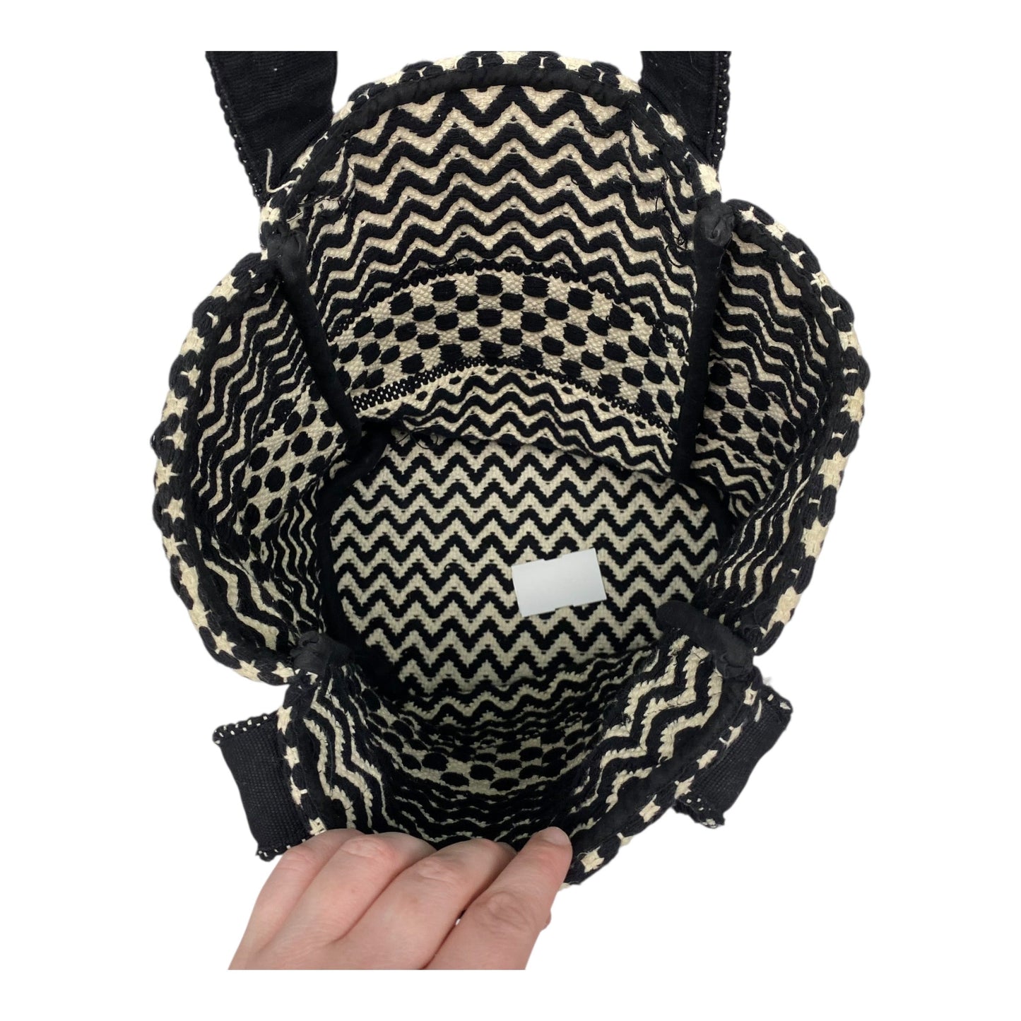 Tote Designer By Rebecca Minkoff In Black & Cream, Size:Medium