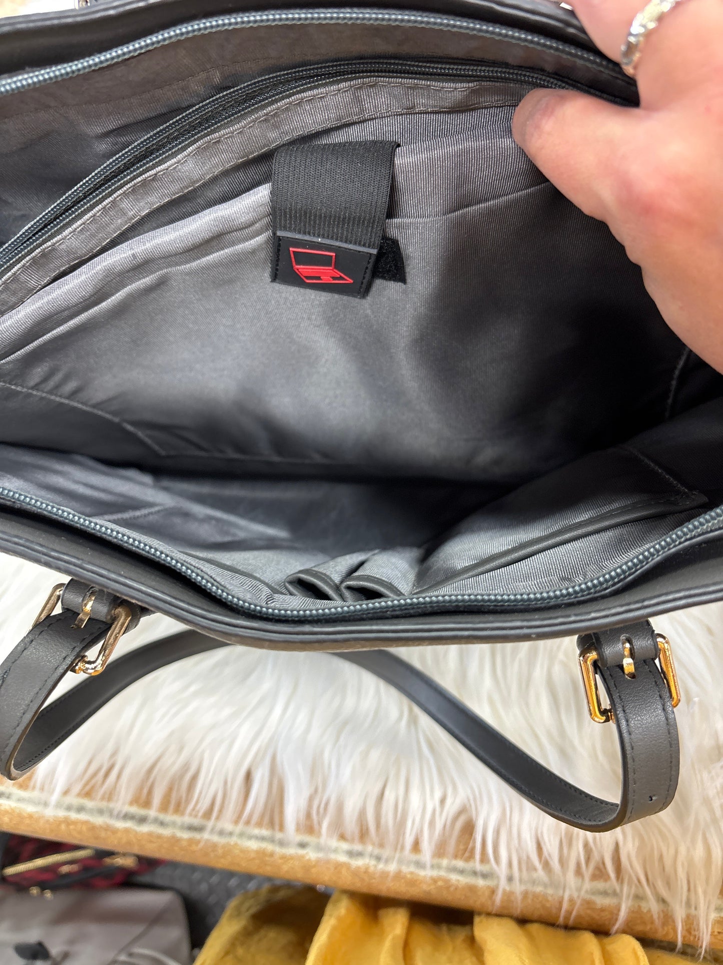 Handbag Leather By Cmc In Grey, Size:Large