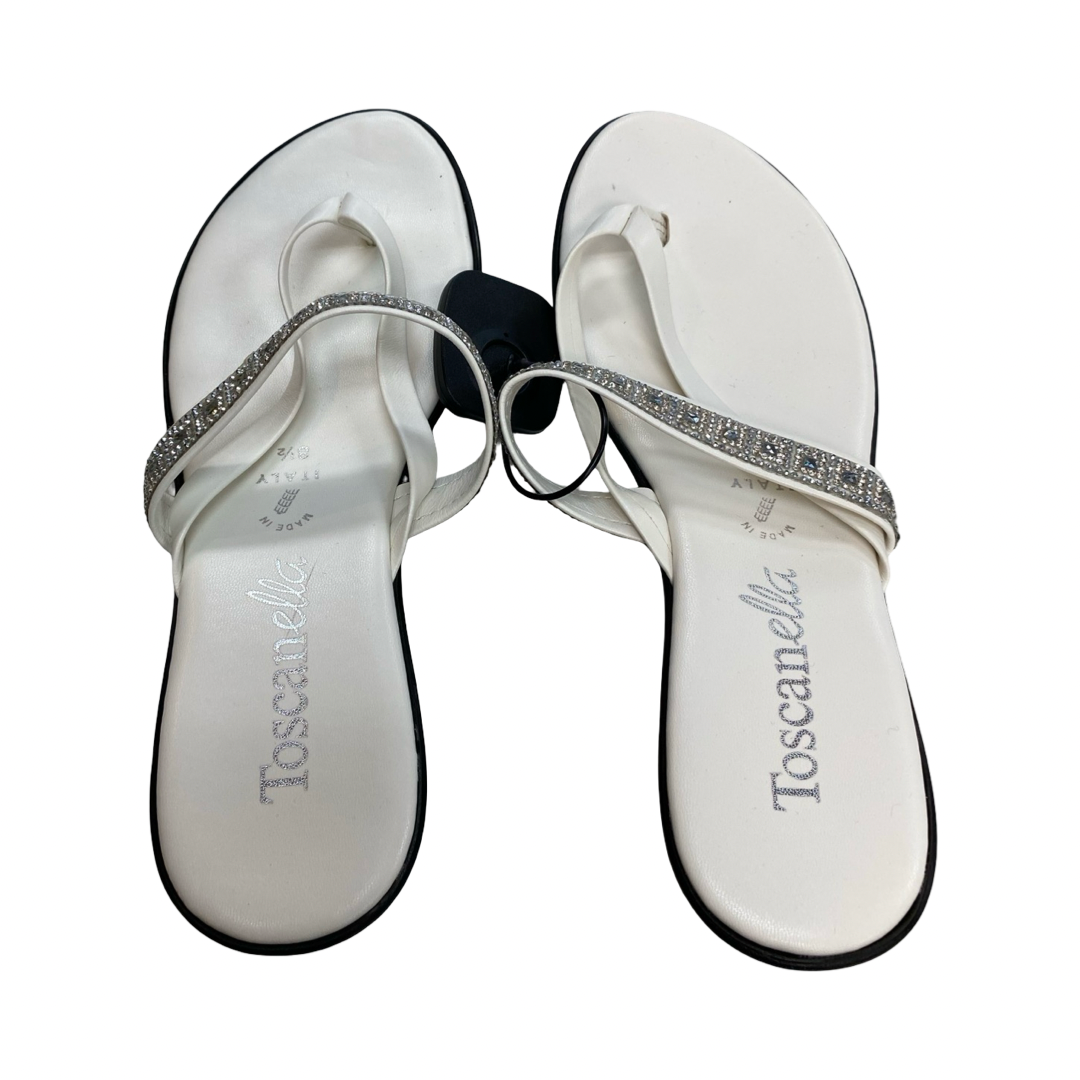 Sandals Flats By Toscanella In Silver & White, Size:8.5