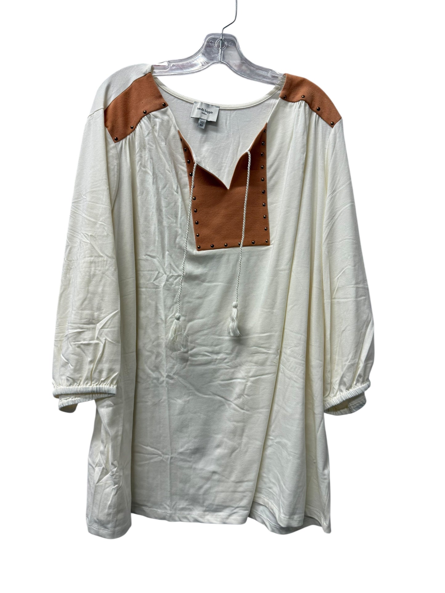 Top 3/4 Sleeve By Haute Hippie In White, Size:4X