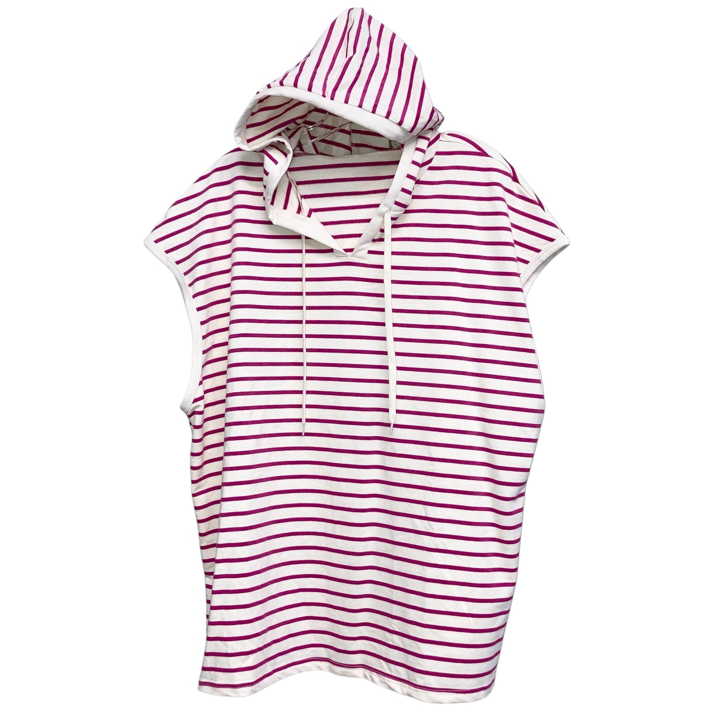 Top Sleeveless In Pink & White, Size:2X