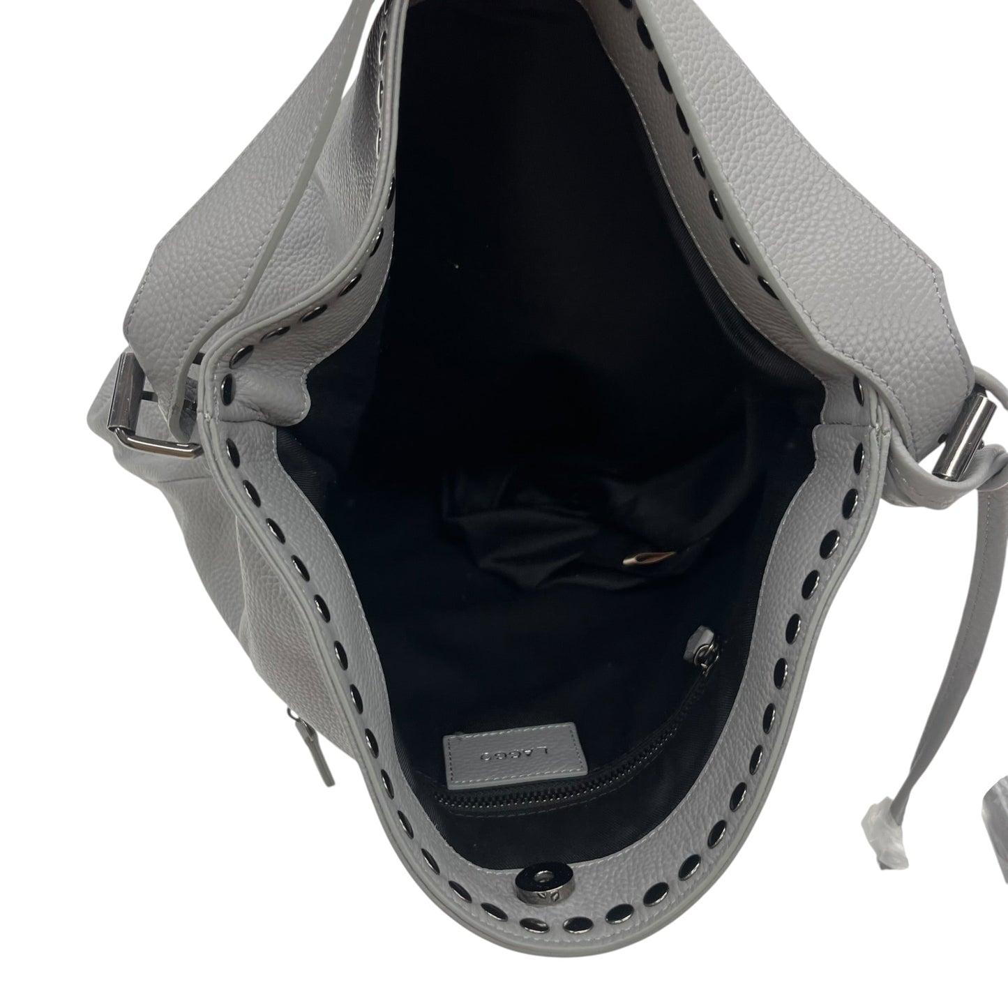 Handbag Leather By Clothes Mentor In Grey, Size:Medium