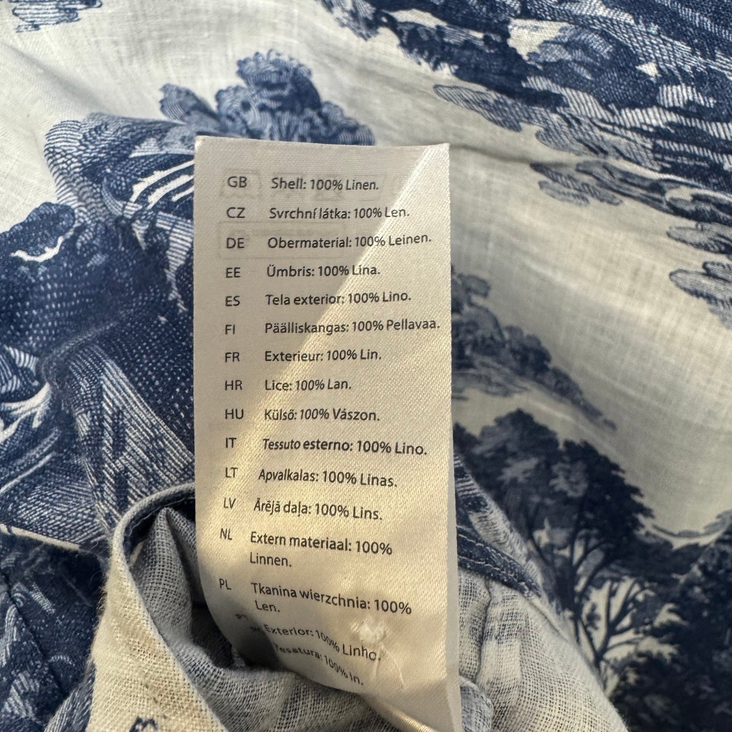 Linen Top Long Sleeve By Cos In Blue & Cream, Size: 10
