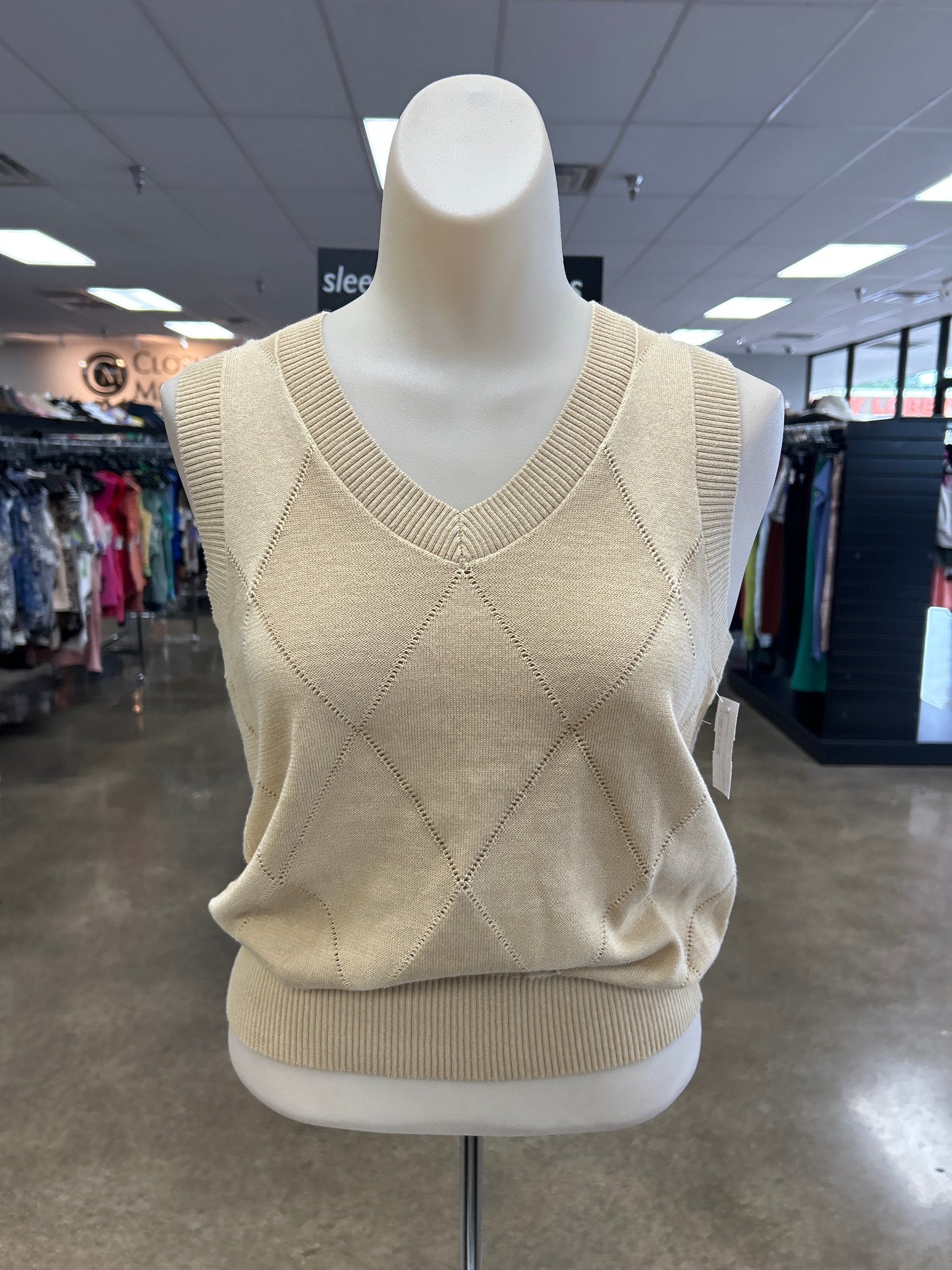 Vest Sweater By Clothes Mentor In Tan, Size:S