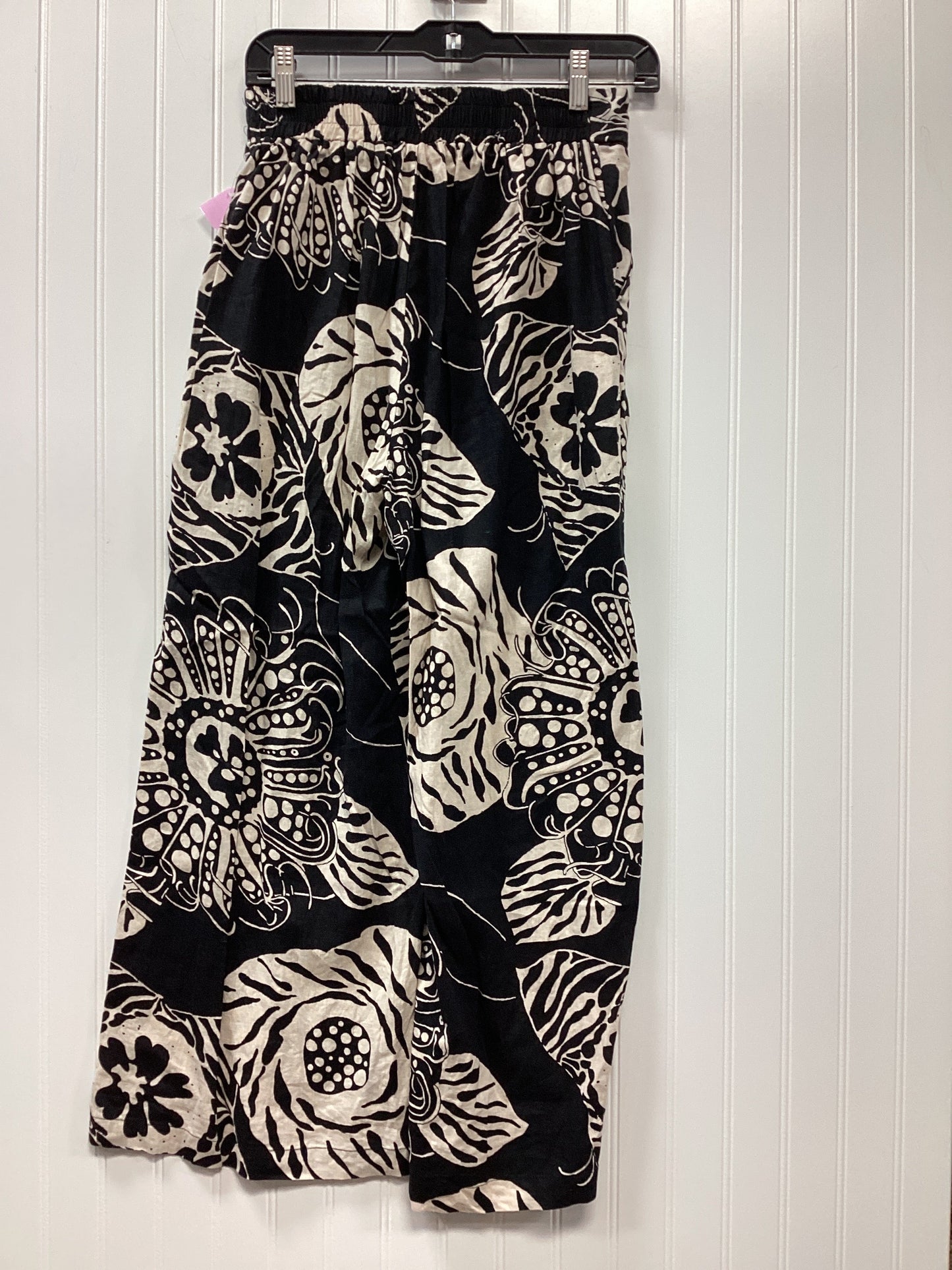 Pants Linen By Christian Siriano In Black & Cream, Size:Xs