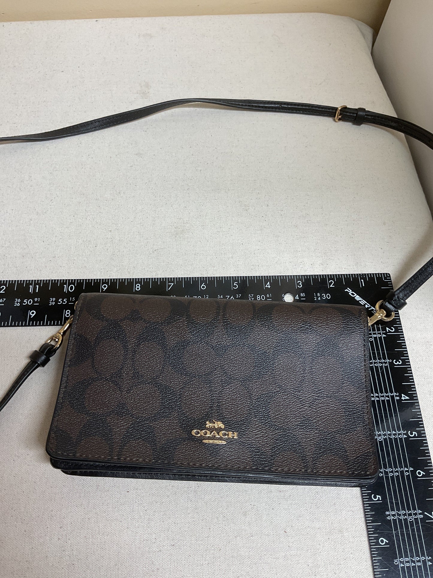 Crossbody Designer By Coach In Black & Brown, Size:Small