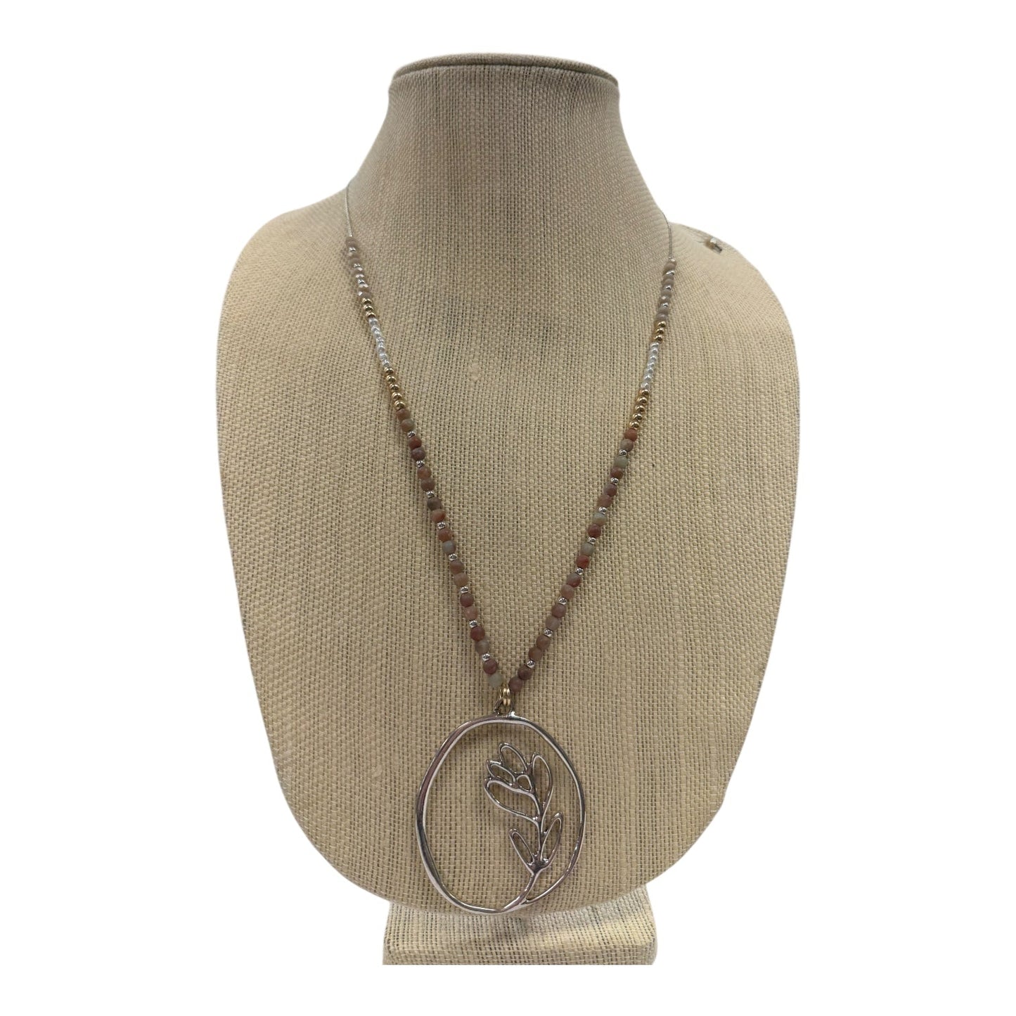 Necklace Pendant In Pink & Silver