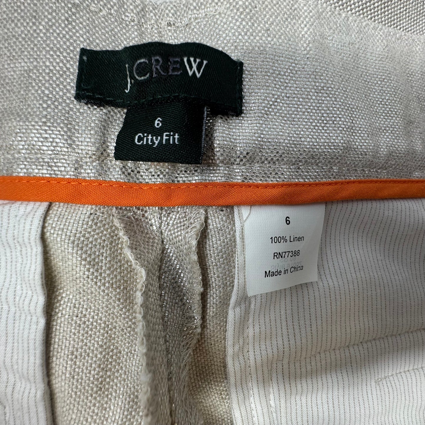 The City Fit Linen Shorts By J. Crew In Gold, Size: 6