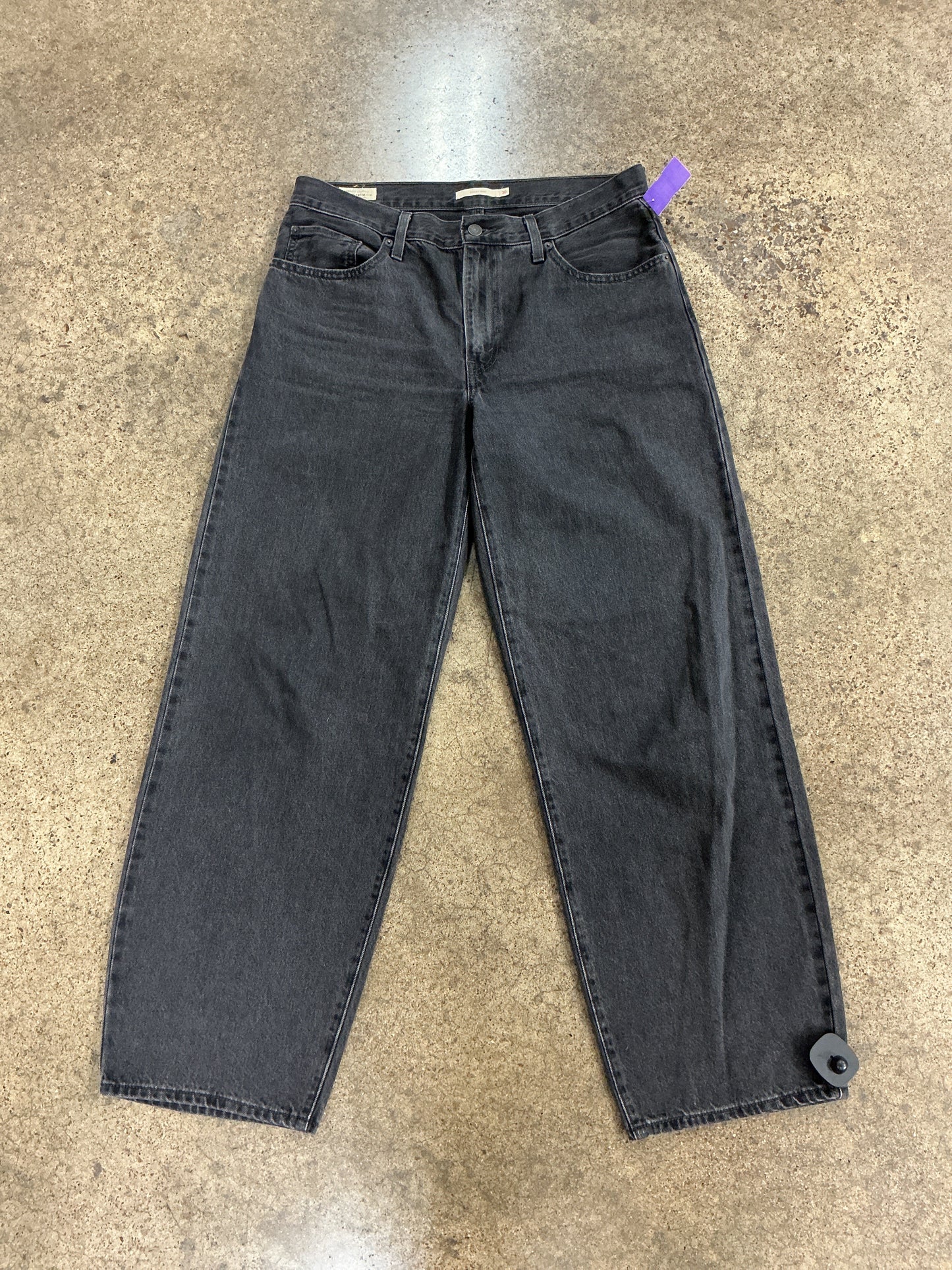 Jeans Wide Leg By Levis In Black Denim, Size:10