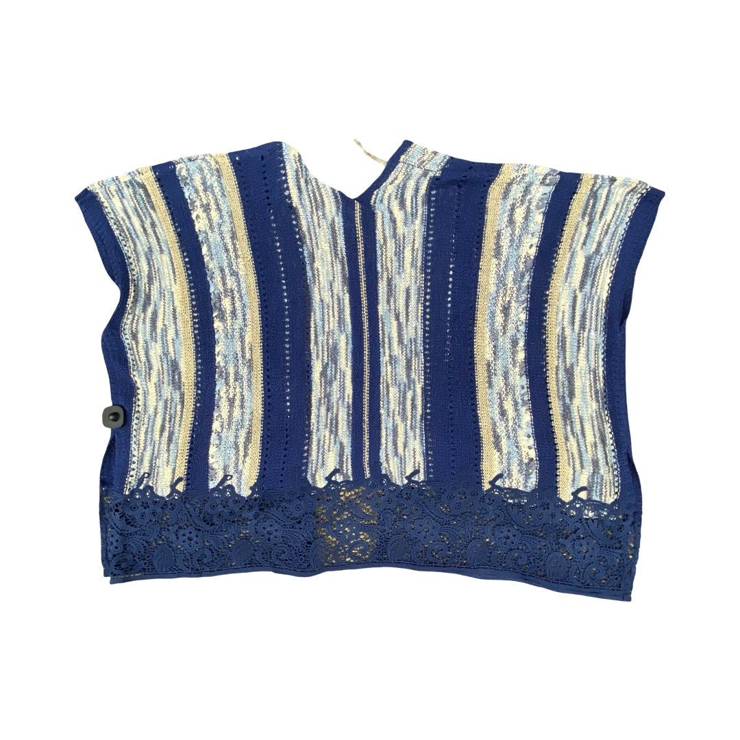 Sweater Cardigan By Chicos In Blue & White, Size:Xl