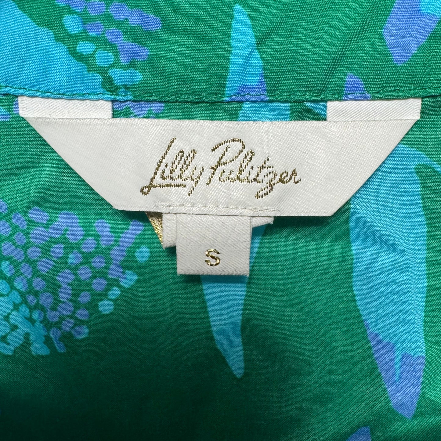 Top Long Sleeve Designer By Lilly Pulitzer In Blue & Green, Size: S